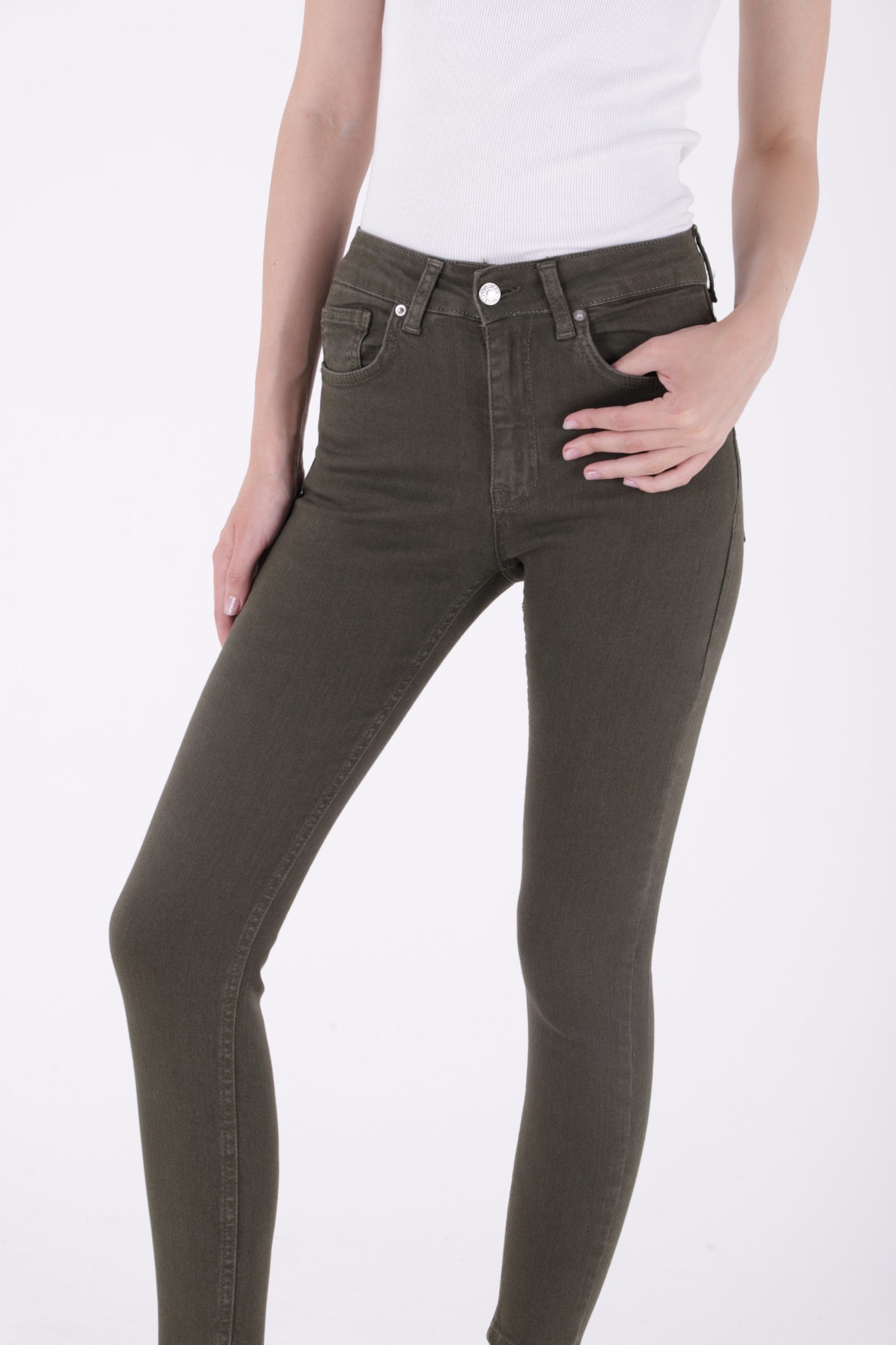 Skinny Kot Pantolon - Haki - (26-31) - 3
