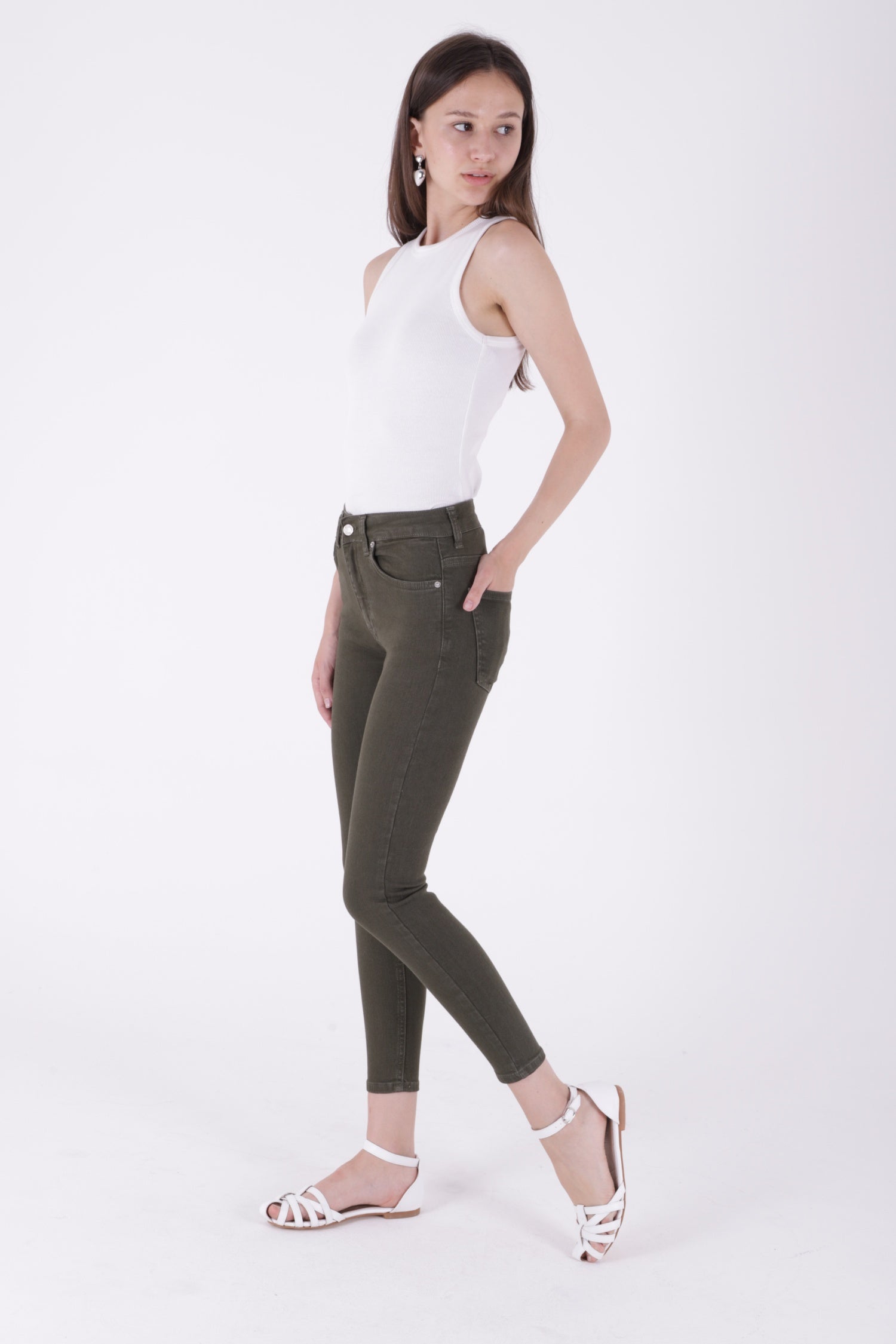 Skinny Kot Pantolon - Haki - (26-31) - 5