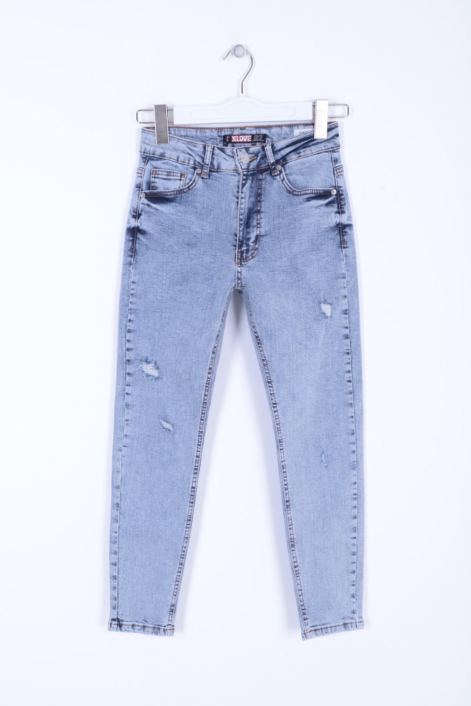Skinny Kot Pantolon - Kar Yıkama Açık Mavi - (26-31) - 5