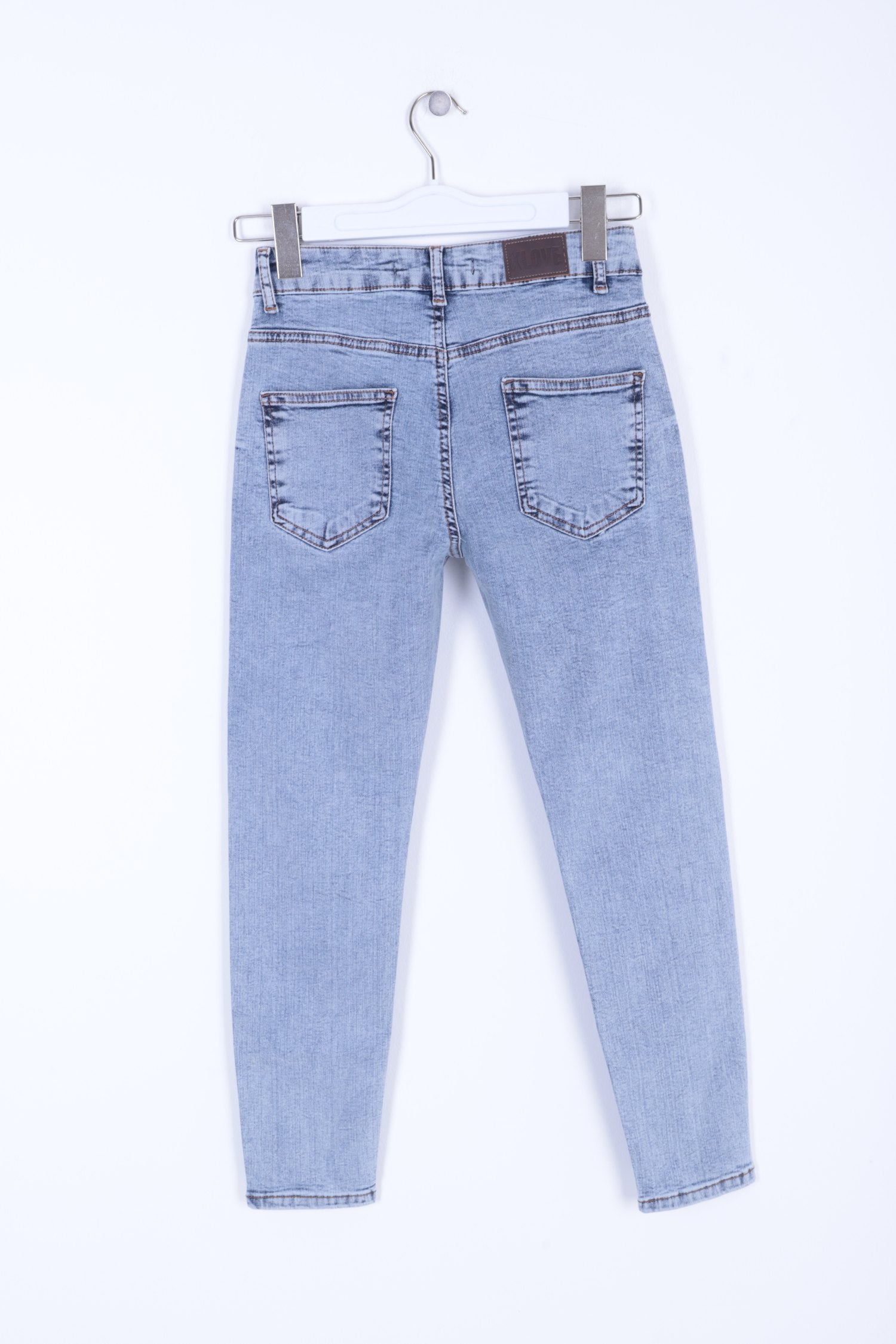 Skinny Kot Pantolon - Kar Yıkama Açık Mavi - (26-31) - 6