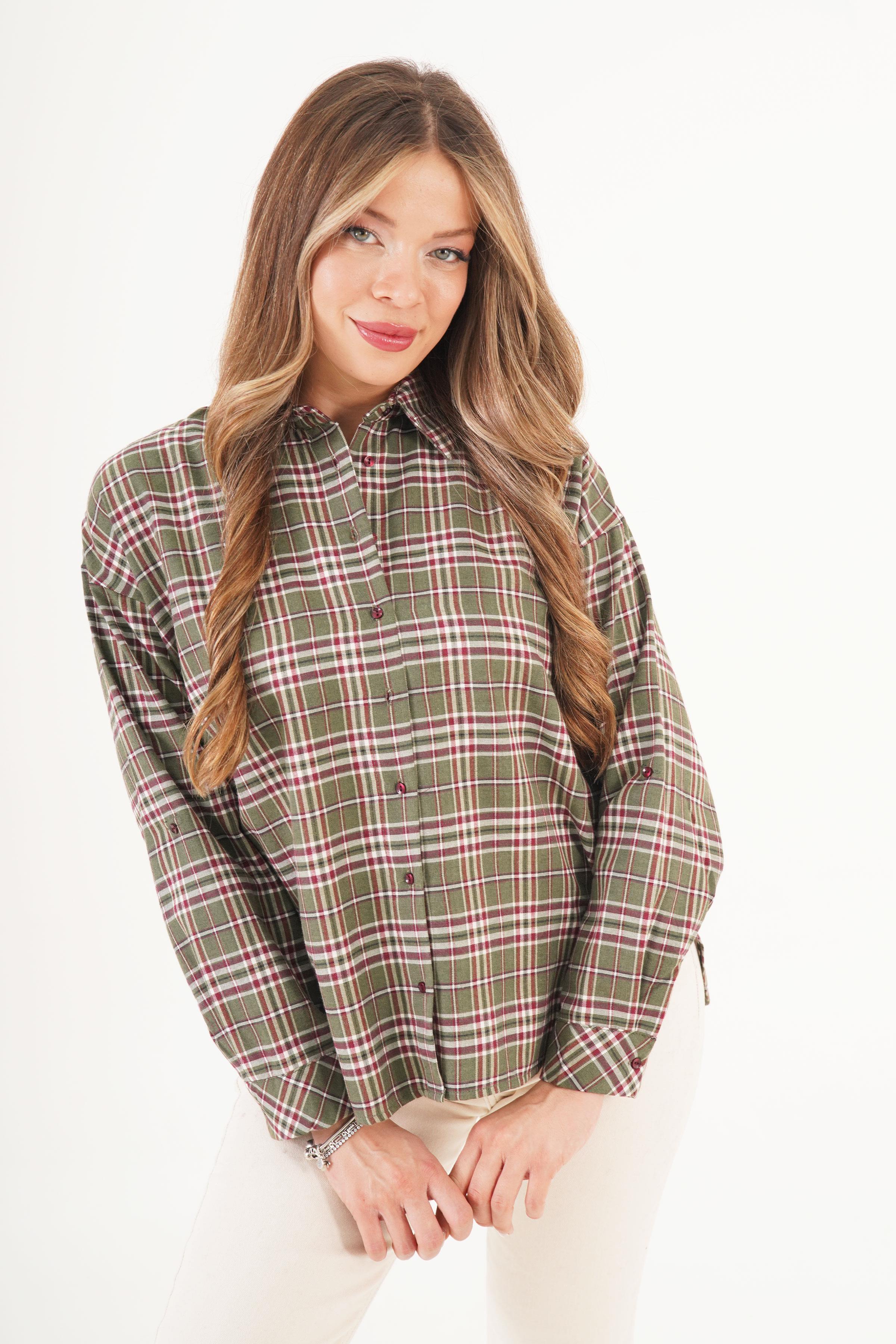 Ekose Desen Haki Toptan Oduncu Gömlek