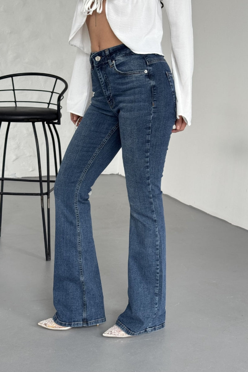 İspanyol Skinny Kot Pantolon - Koyu Mavi Kot - (30-36) - 3