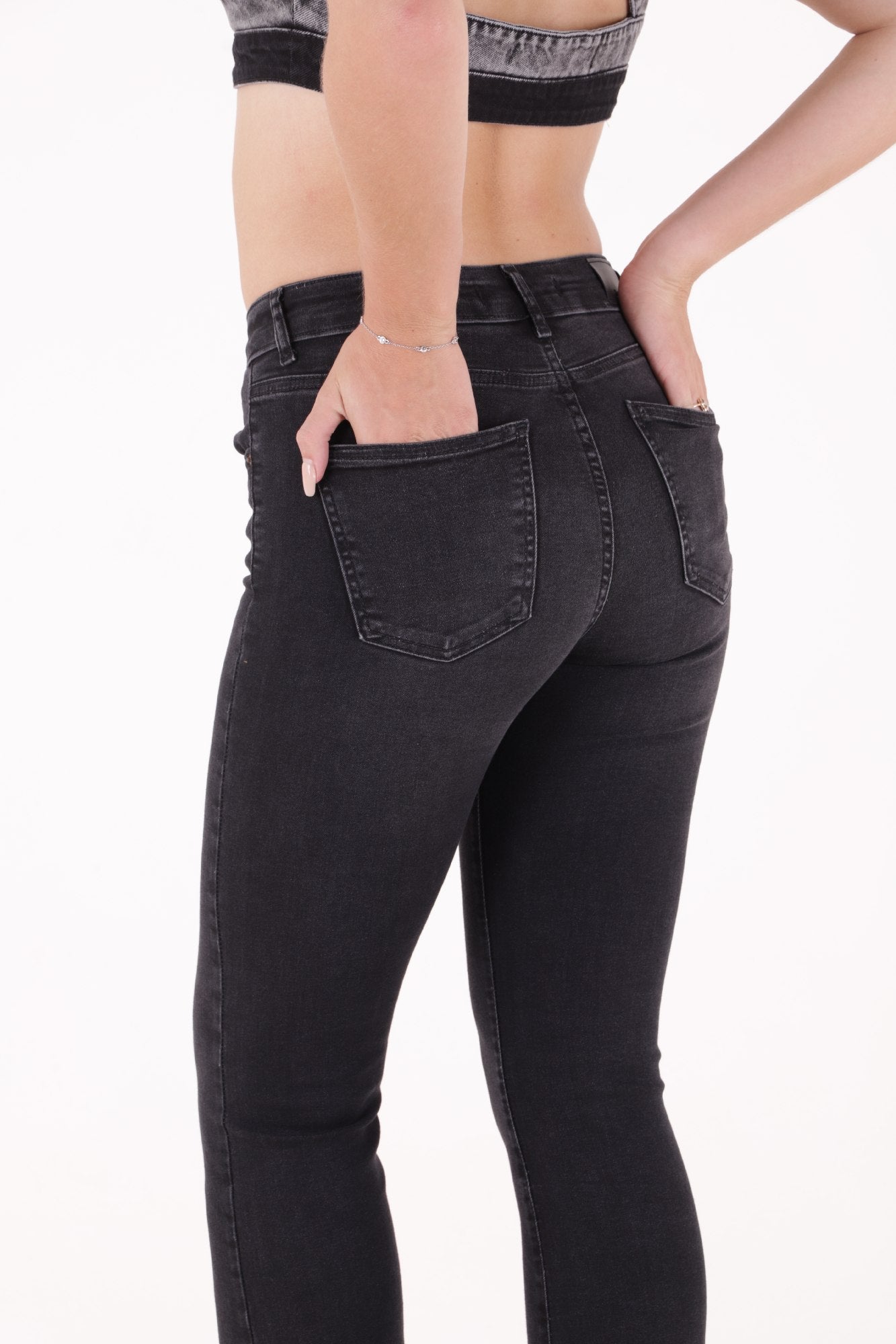 İspanyol Skinny Kot Pantolon - Antrasit Kot - (27-32) - 5