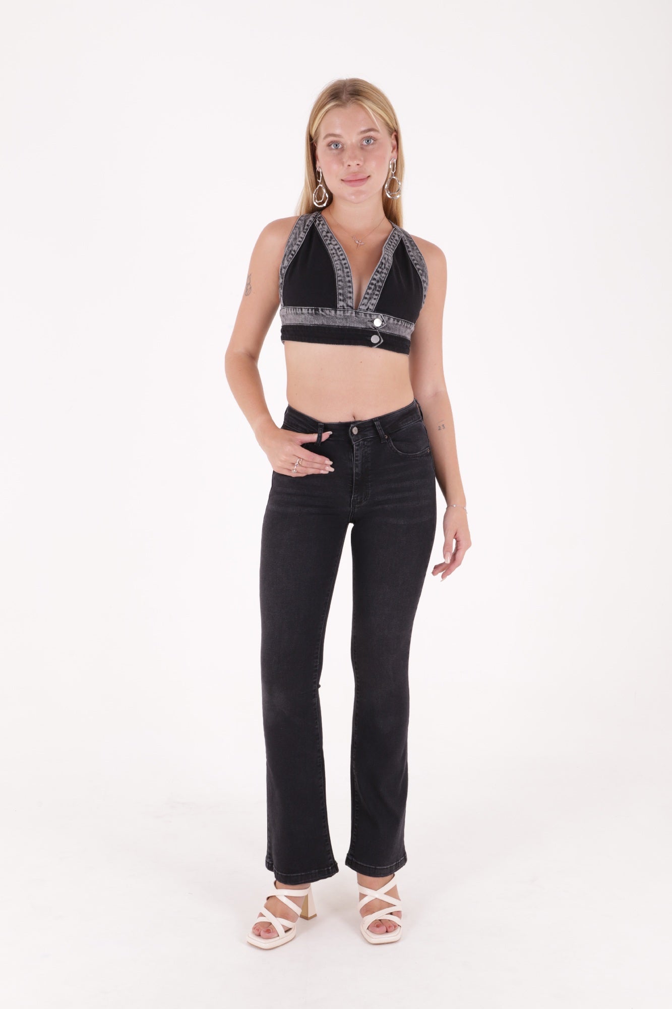 İspanyol Skinny Kot Pantolon Antrasit Kot