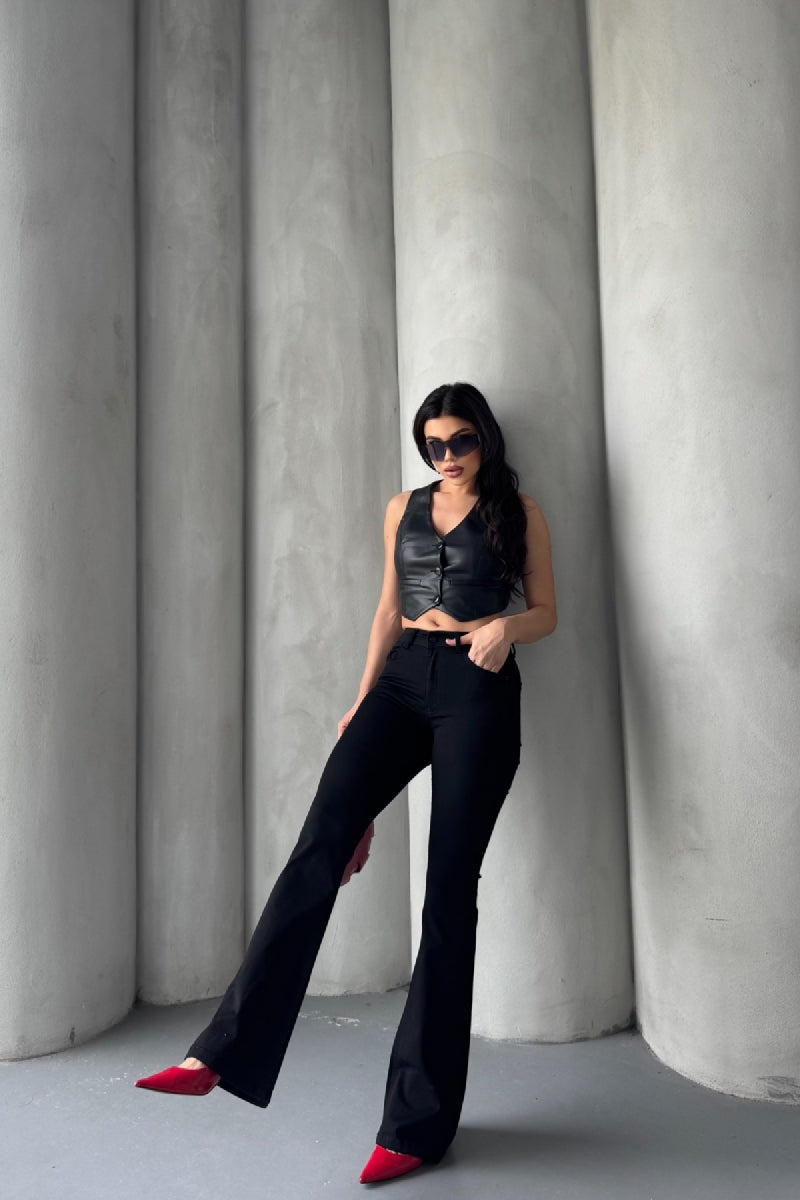 İspanyol Skinny Kot Pantolon Siyah