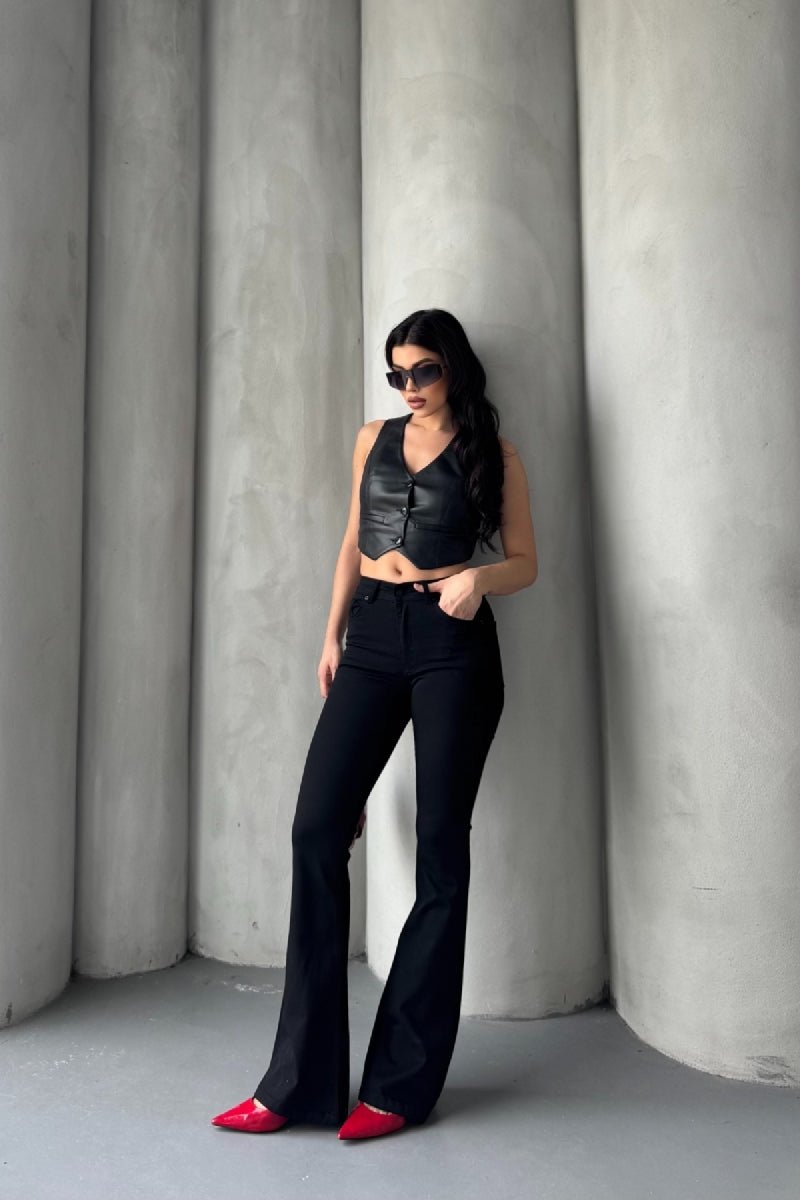 İspanyol Skinny Kot Pantolon - Siyah - (30-36) - 5