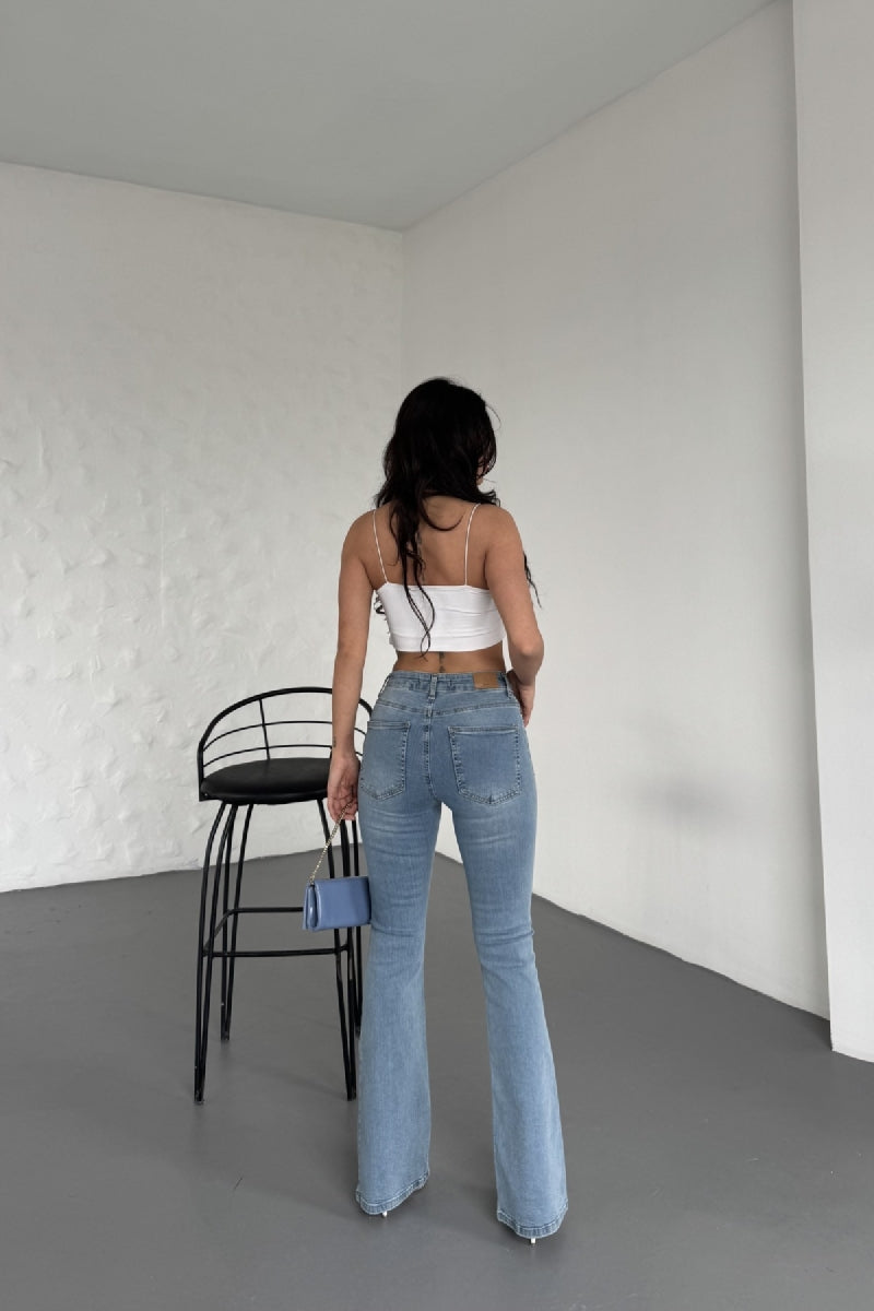 İspanyol Skinny Kot Pantolon - Açık Mavi Kot - (27-32) - 3