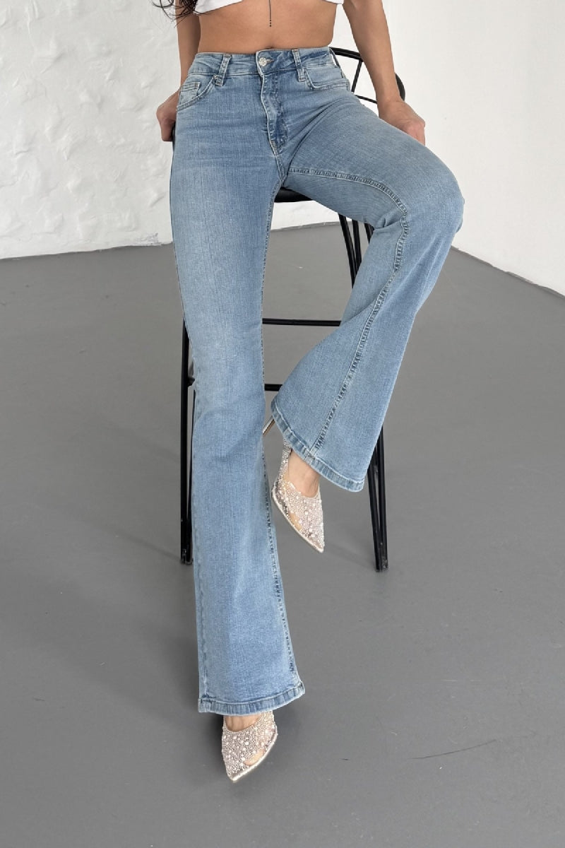 İspanyol Skinny Kot Pantolon - Açık Mavi Kot - (27-32) - 5