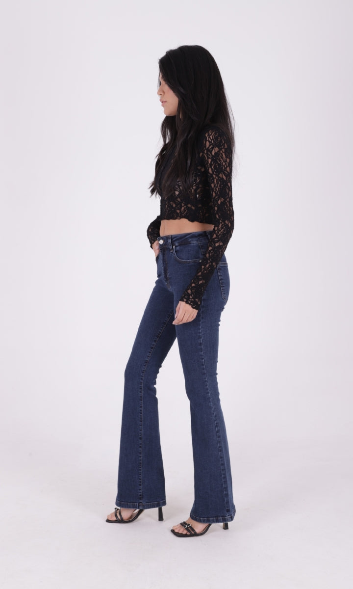 İspanyol Skinny Kot Pantolon - Düz Koyu Rins - (30-36) - 2