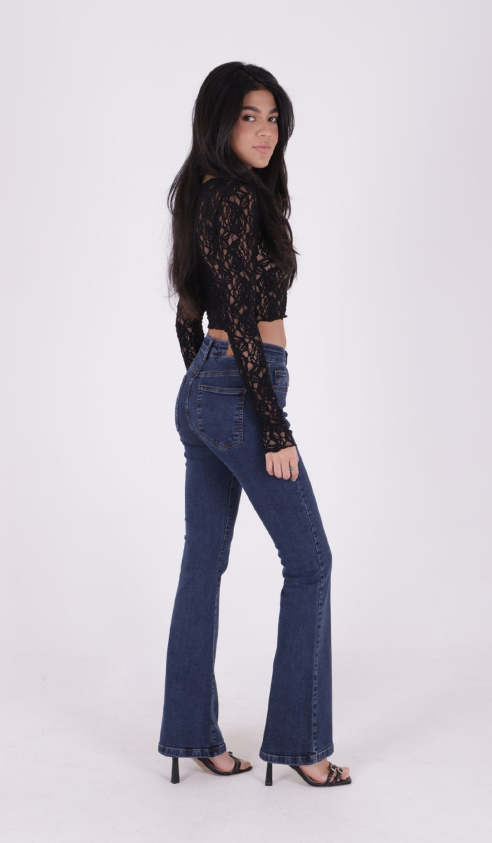 İspanyol Skinny Kot Pantolon - Düz Koyu Rins - (30-36) - 4