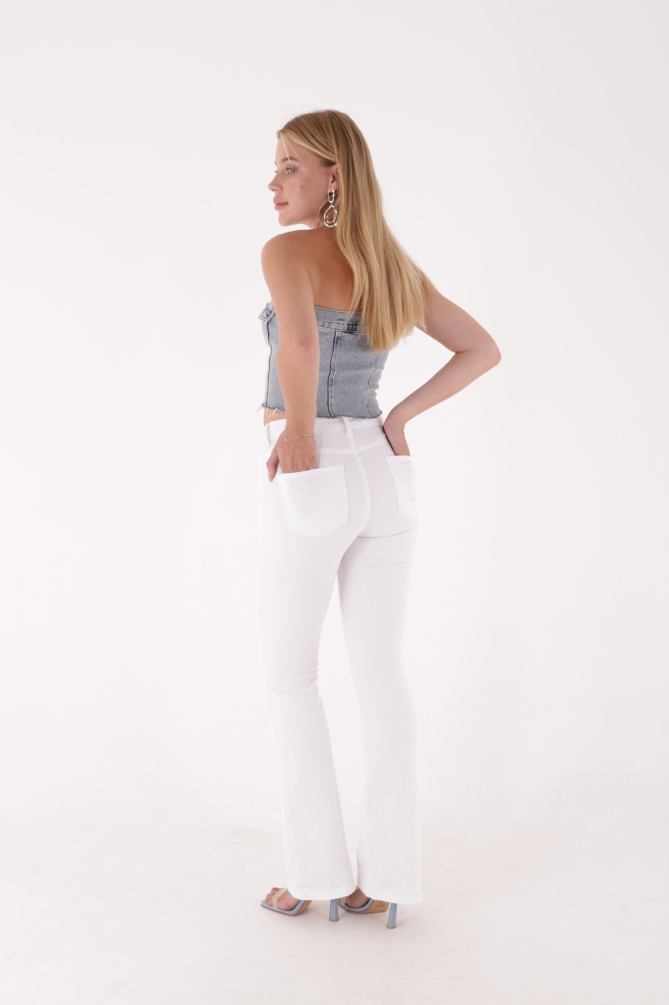 İspanyol Skinny Kot Pantolon - Beyaz - (27-32) - 3