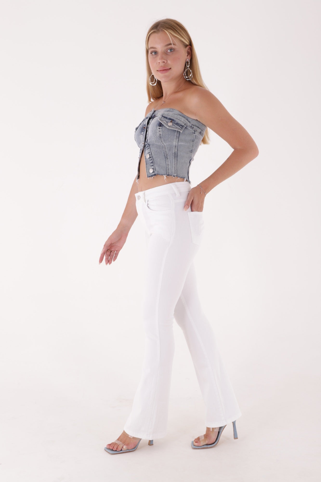 İspanyol Skinny Kot Pantolon - Beyaz - (28-33) - 4