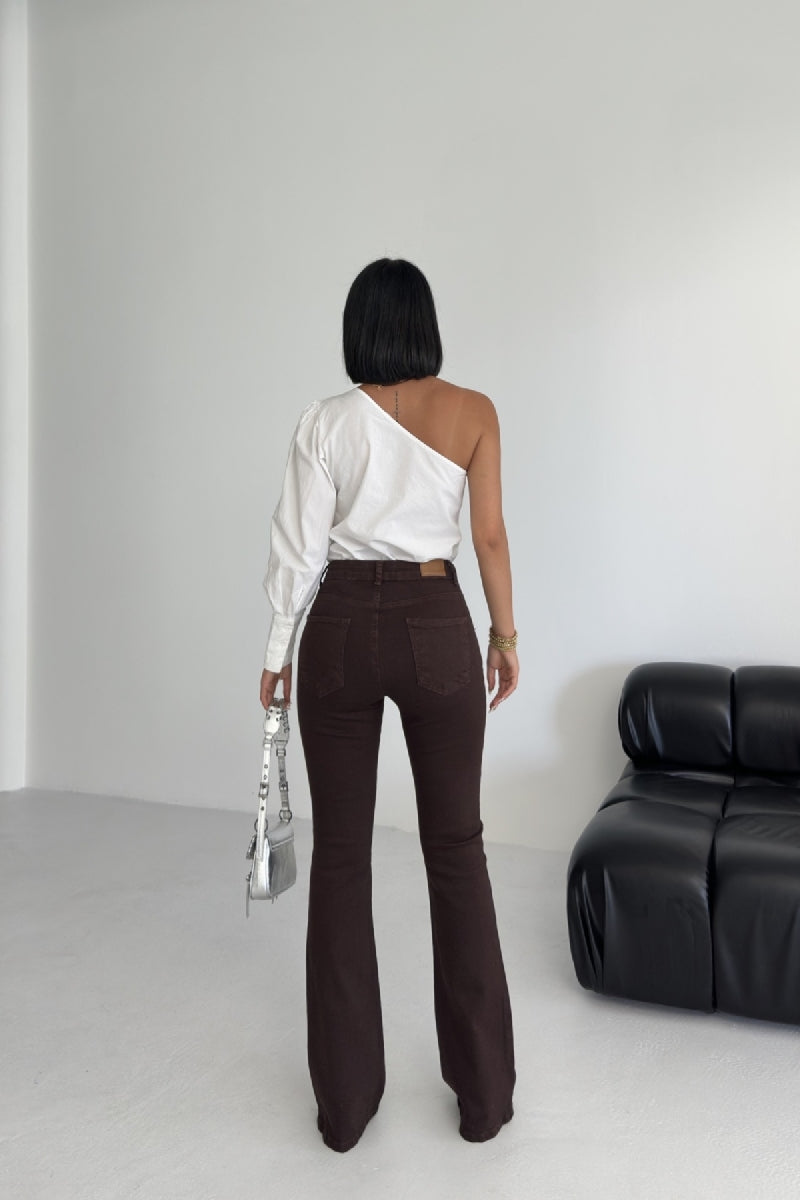 İspanyol Skinny Kot Pantolon - Kahverengi - (27-32) - 4