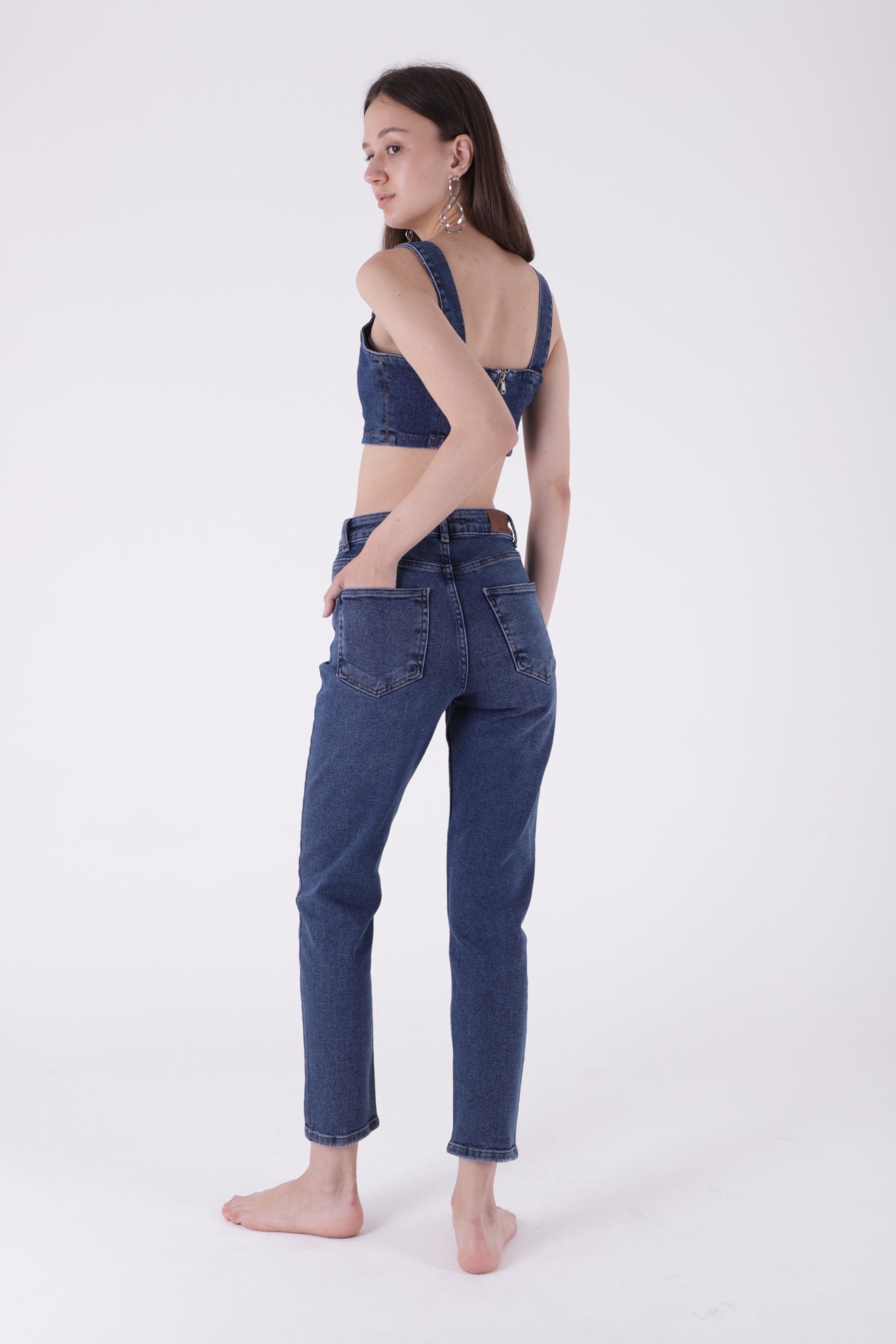 Comfort Slim Kot Pantolon - Koyu Mavi Kot - (26-31) - 3