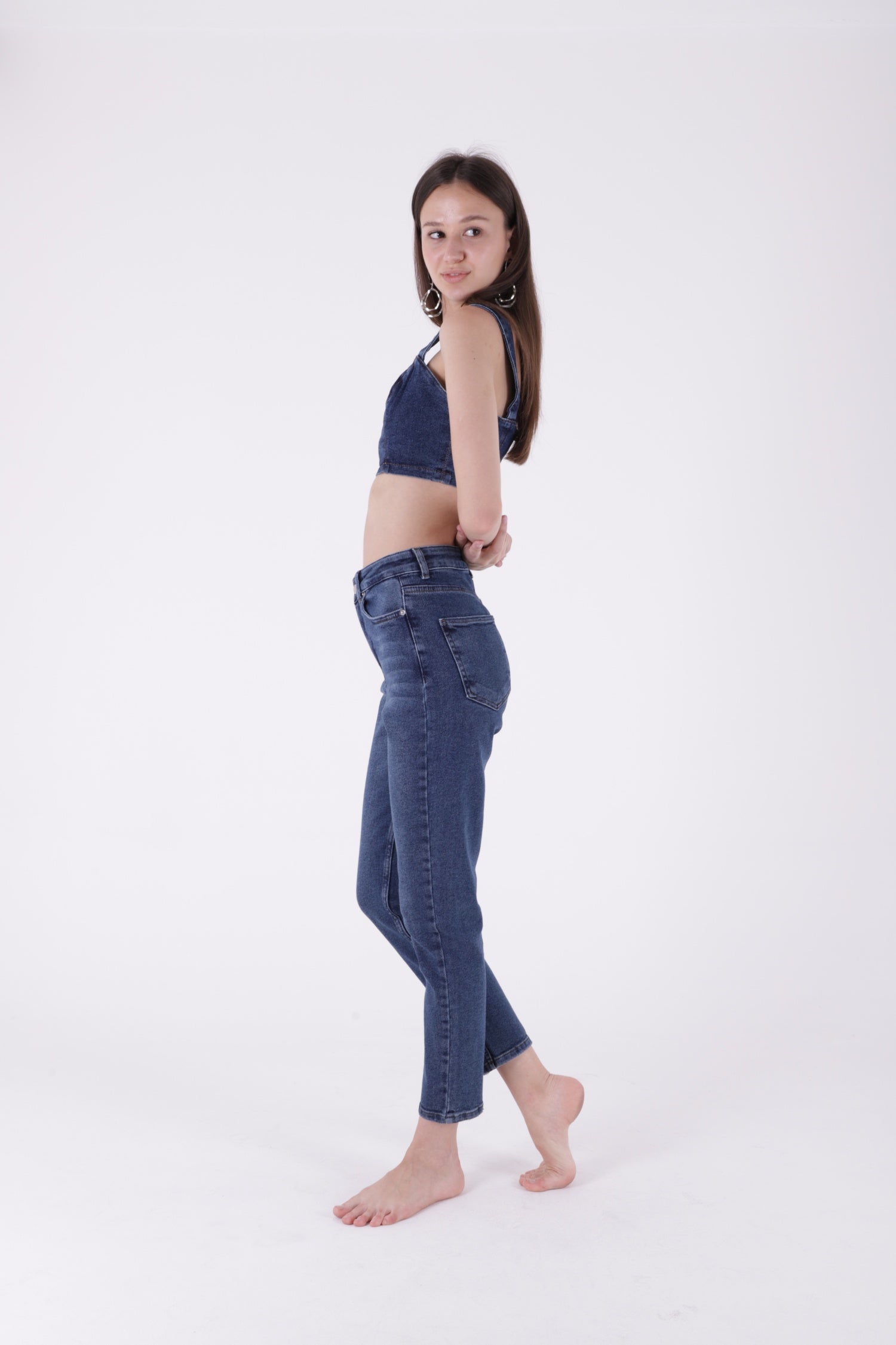 Comfort Slim Kot Pantolon - Koyu Mavi Kot - (26-31) - 4