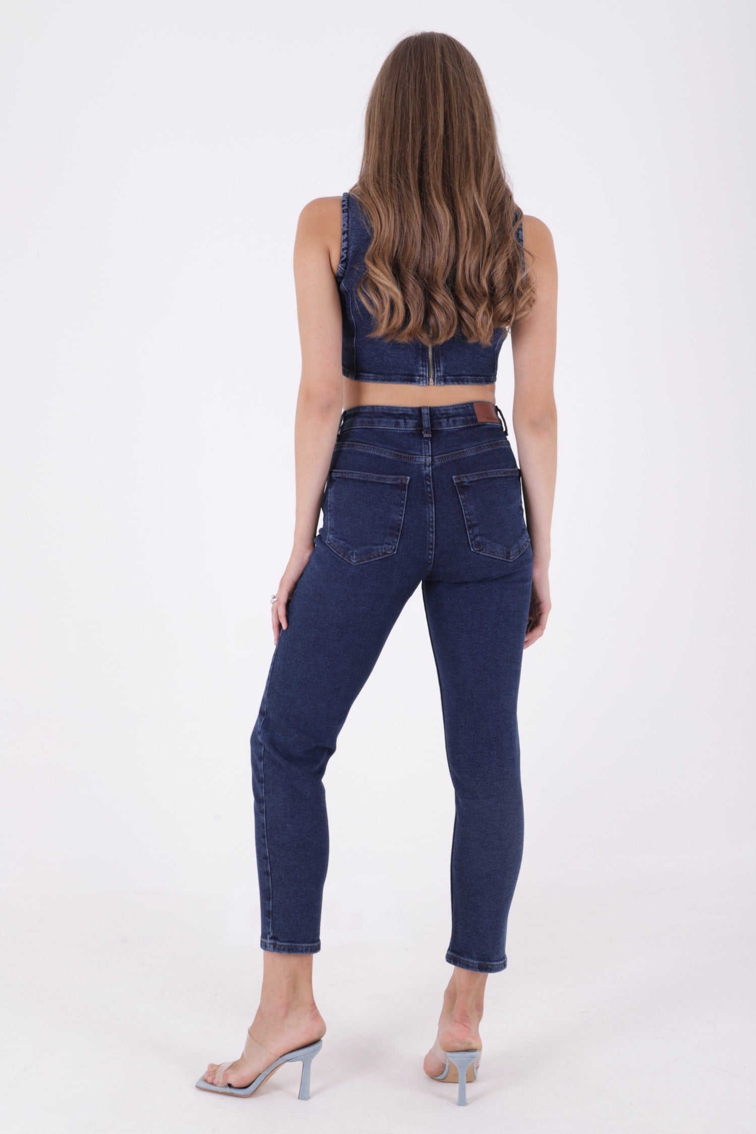 Comfort Slim Kot Pantolon - Düz Koyu Rins - (26-31) - 3