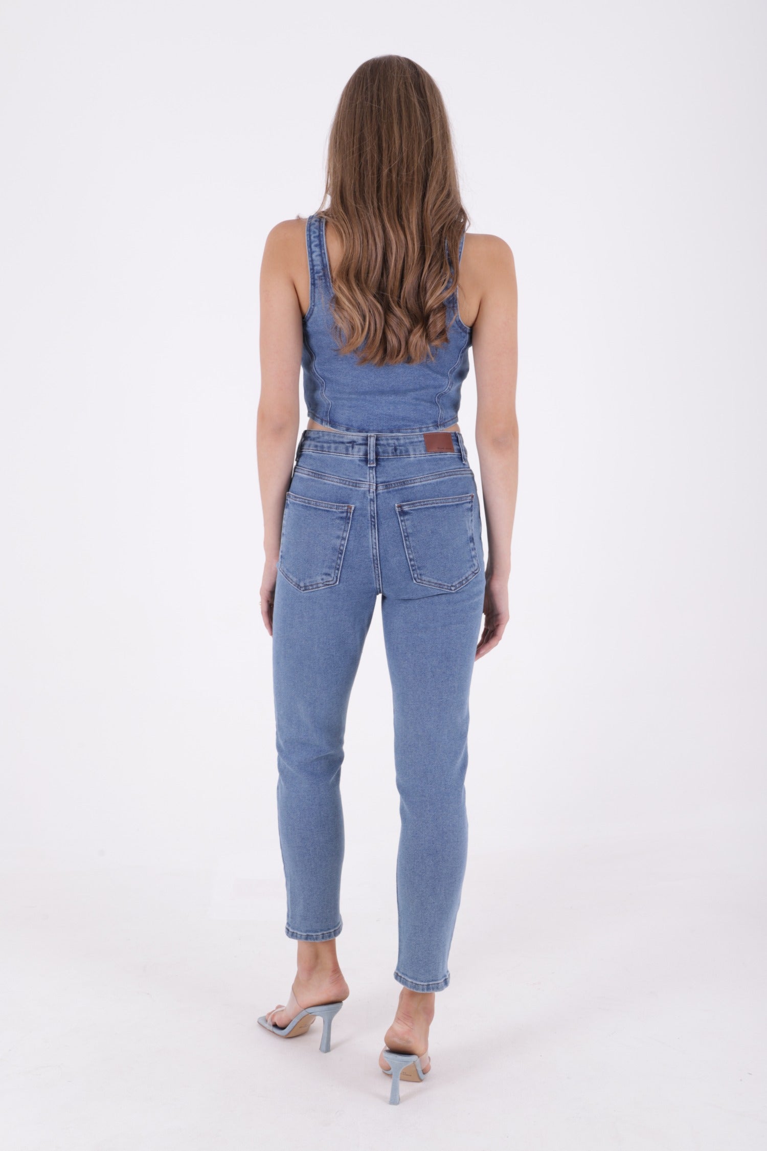 Comfort Slim Kot Pantolon - Düz Orta Mavi Rins - (26-31) - 3