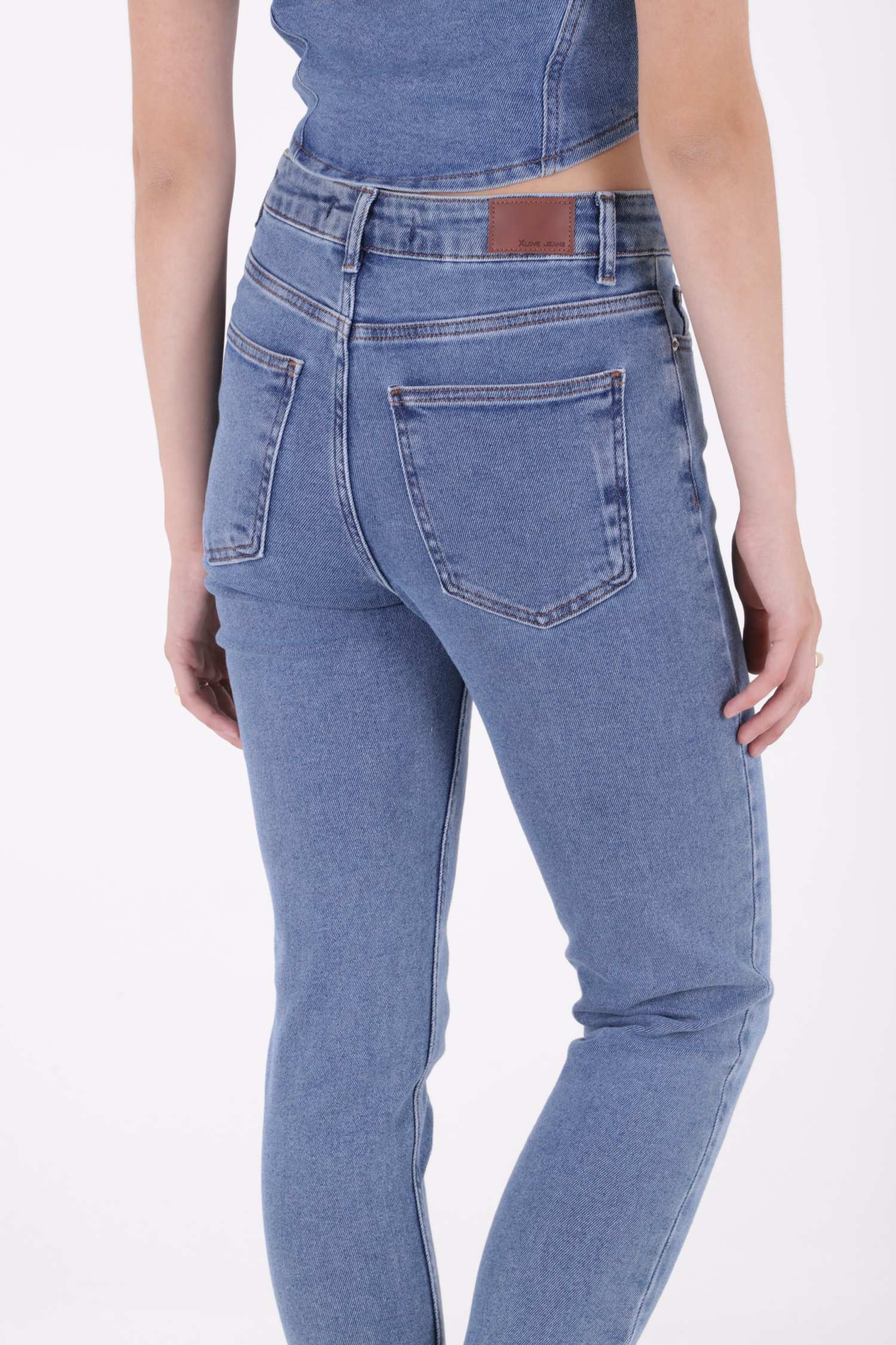 Comfort Slim Kot Pantolon - Düz Orta Mavi Rins - (26-31) - 5