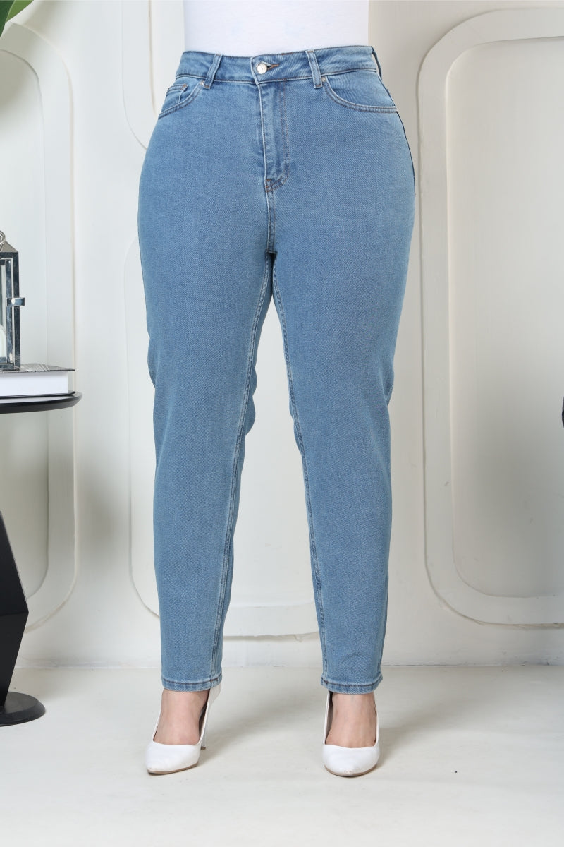 Comfort Slim Kot Pantolon - Düz Orta Mavi Rins - (32-36) - 3