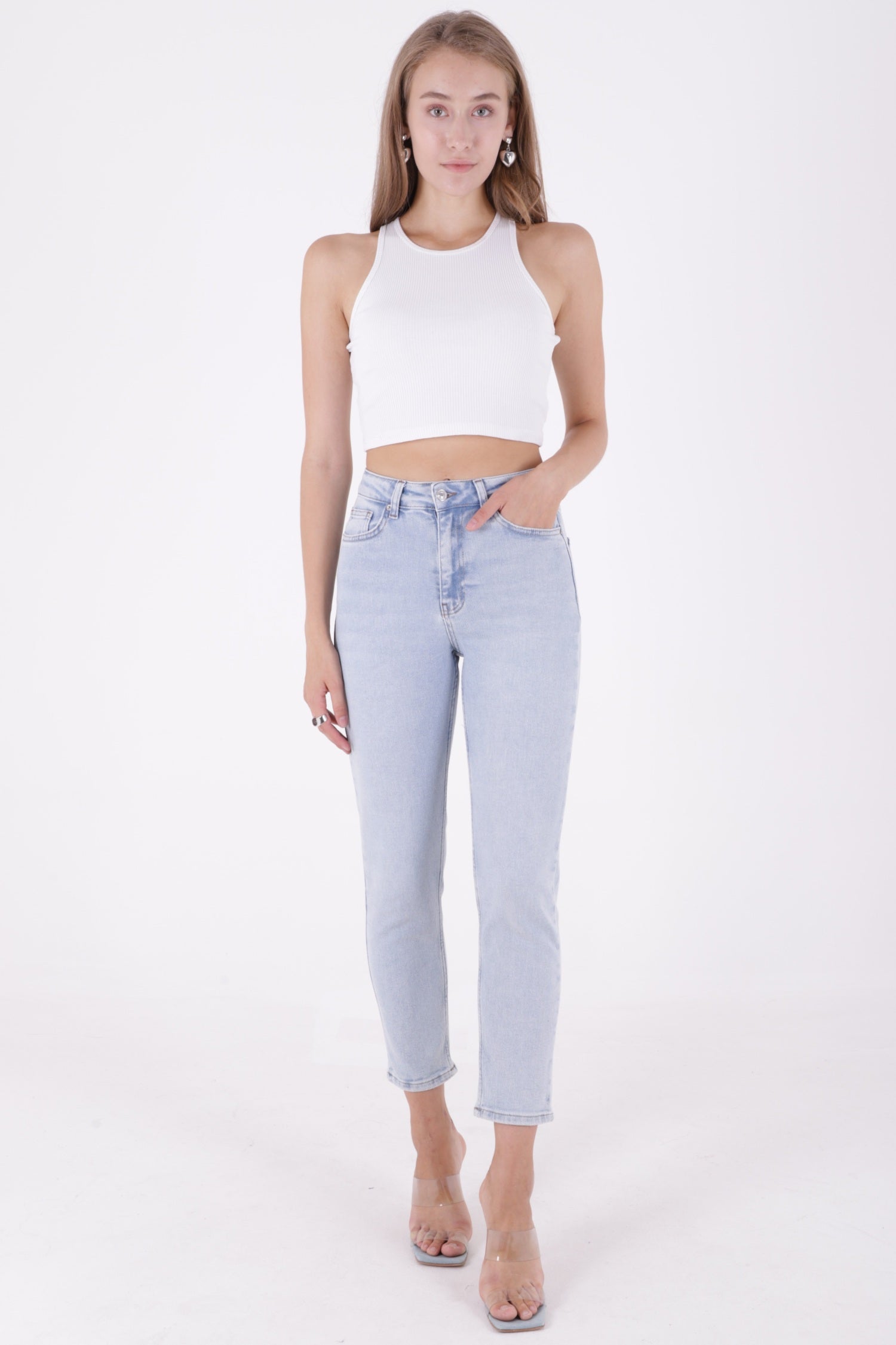 Comfort Slim Kot Pantolon - Buz Mavisi ve Tintli - (26-31) - 2