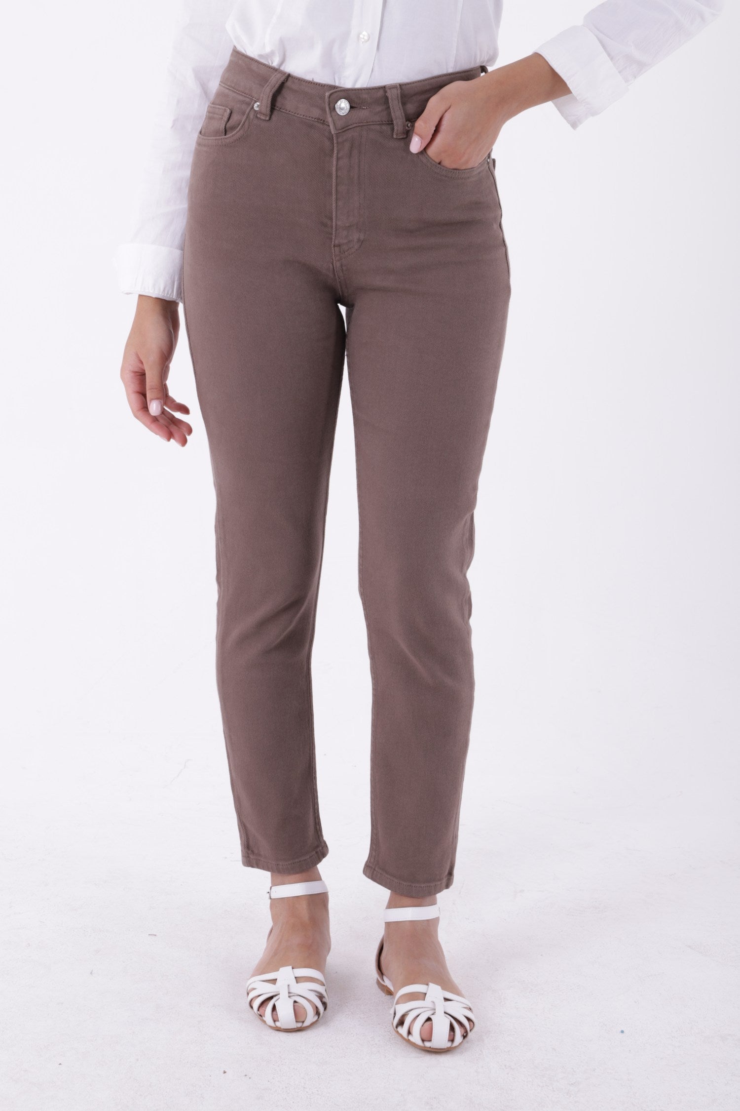 Comfort Slim Kot Pantolon - Toprak - (26-31) - 2