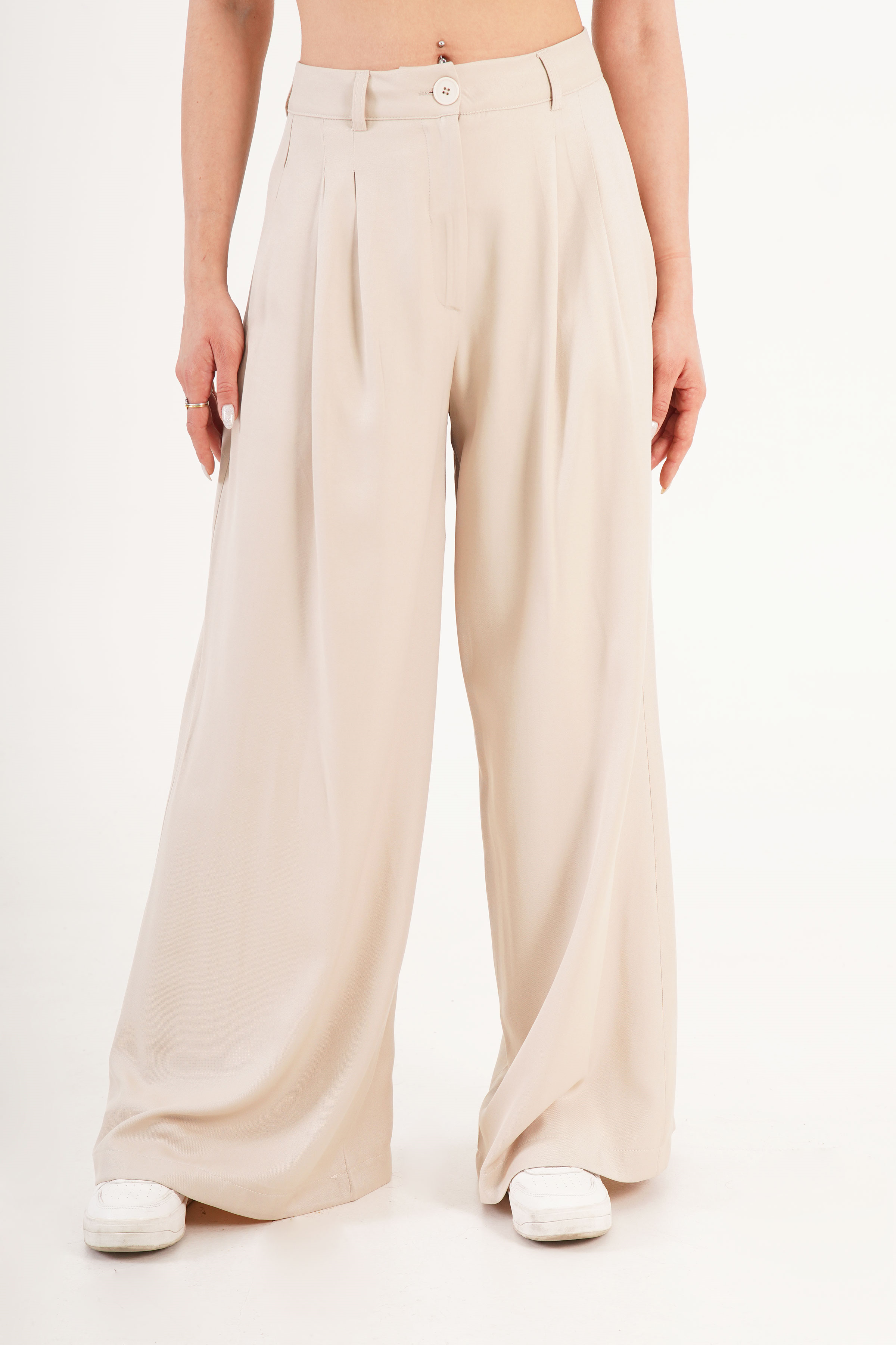 Piliseli Çift Cepli Salaş Toptan Bej Pantolon