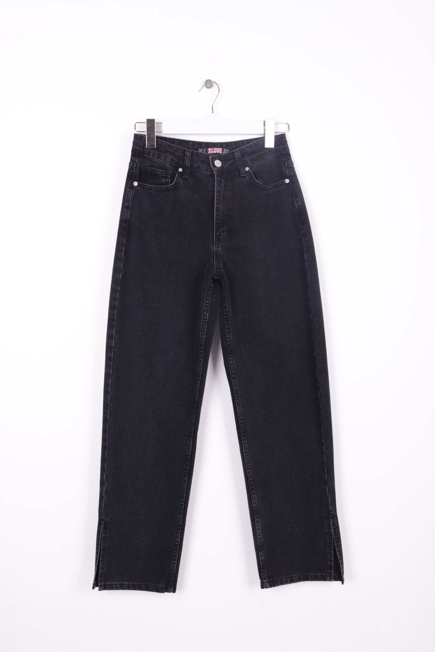 Paçası Yırtmaçlı Boru Paça Relax Kot Pantolon - Düz Antrasit - (27-32) - 6