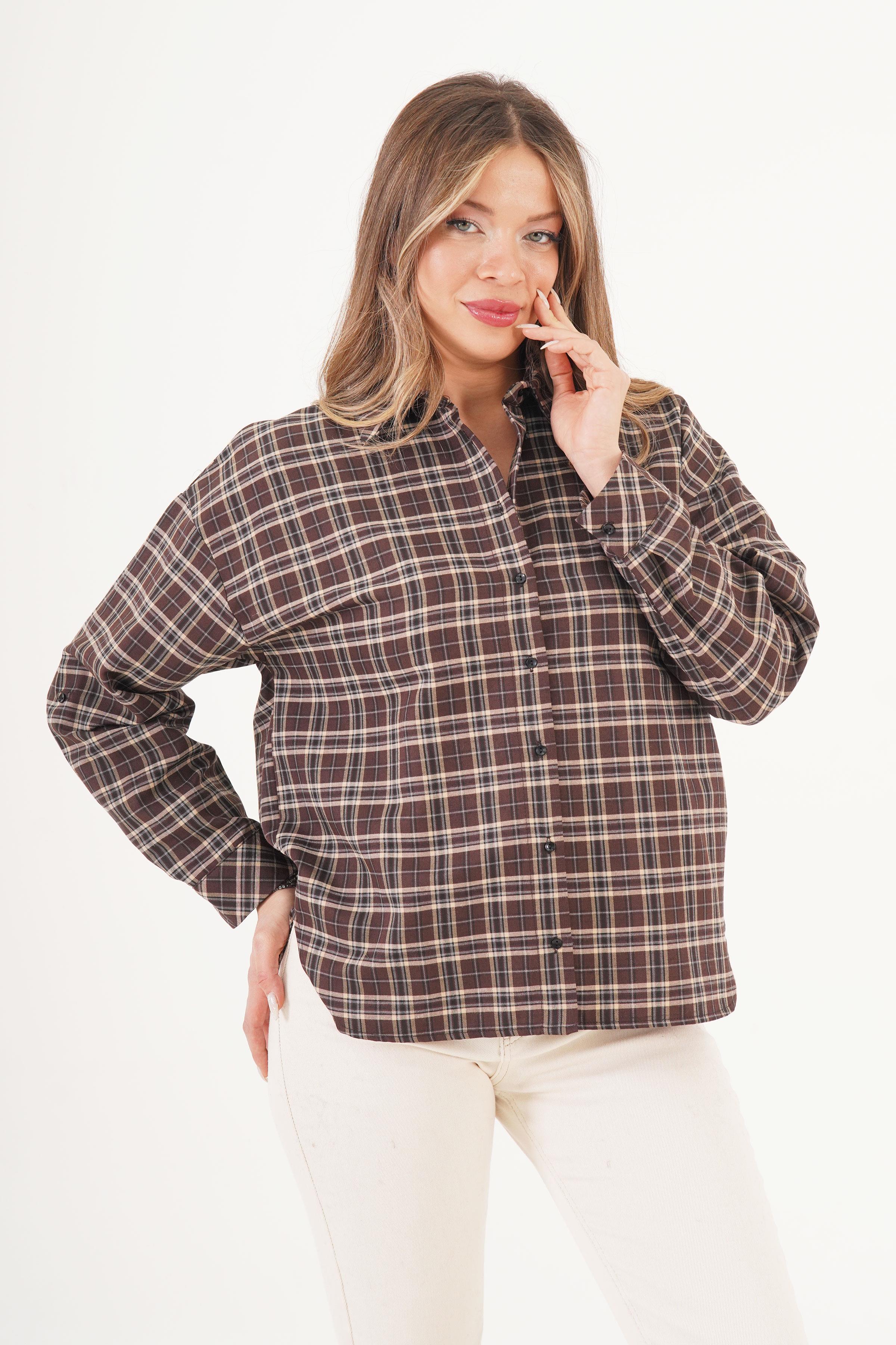 Ekose Desen Kahve Toptan Oduncu Gömlek