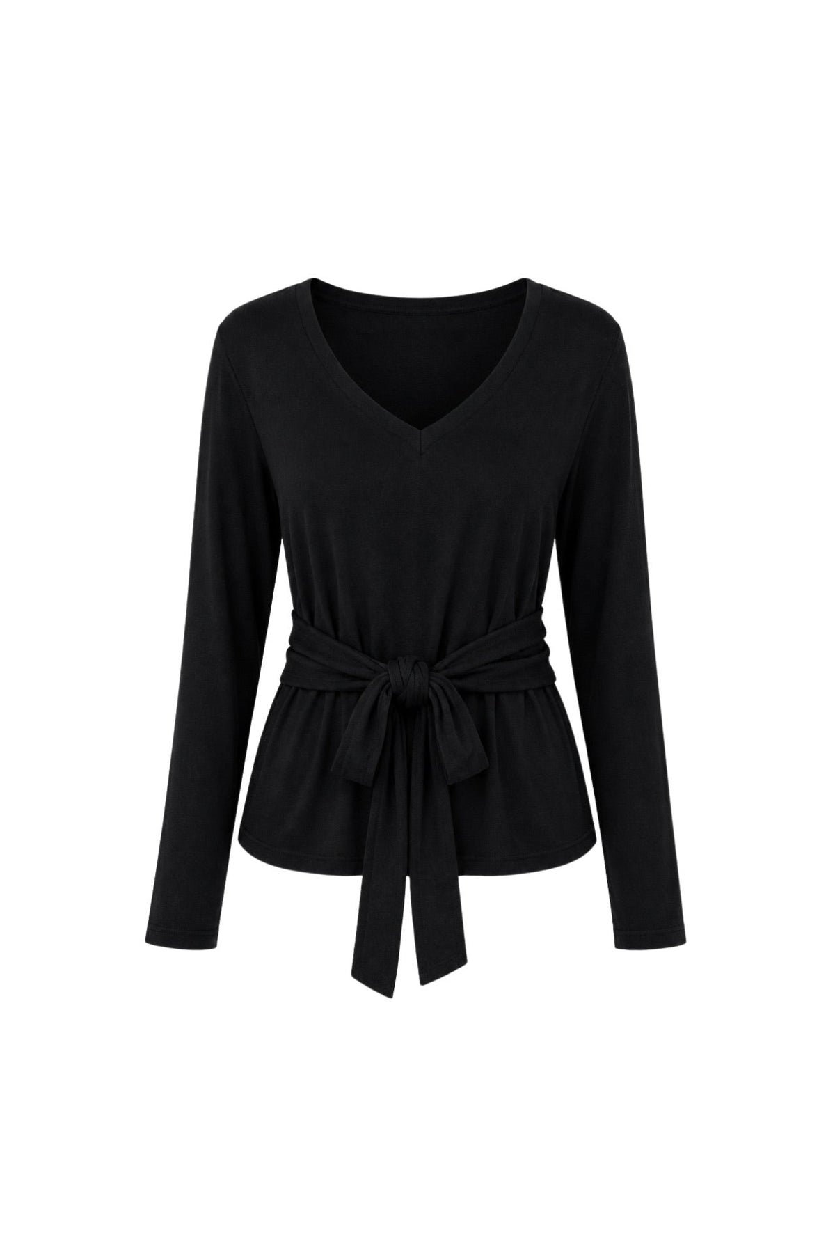 Bağlama Detay İnce Triko Bluz - Kahverengi