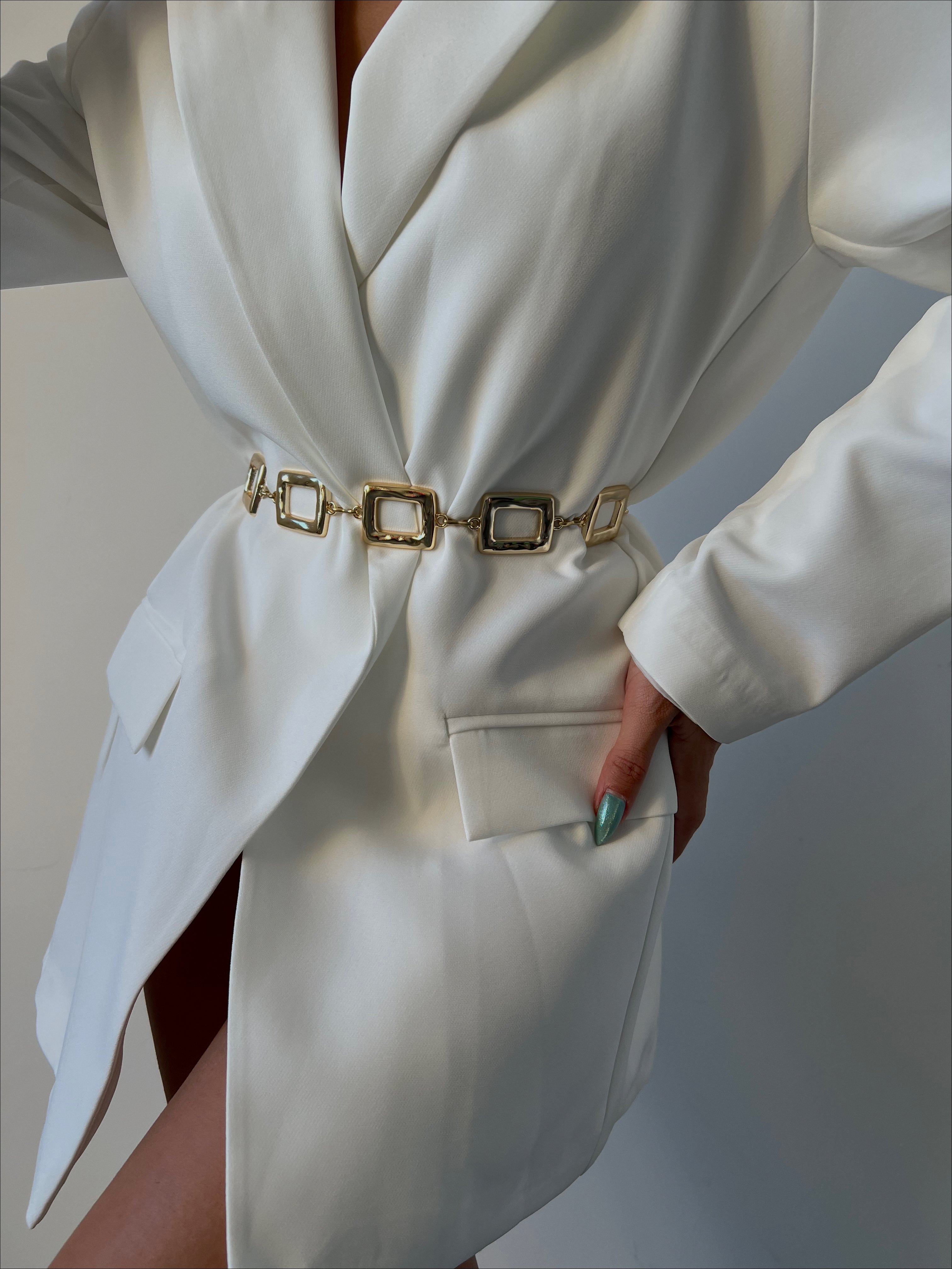 Square Design Chain Shirt Jacket Dress Trouser Belt