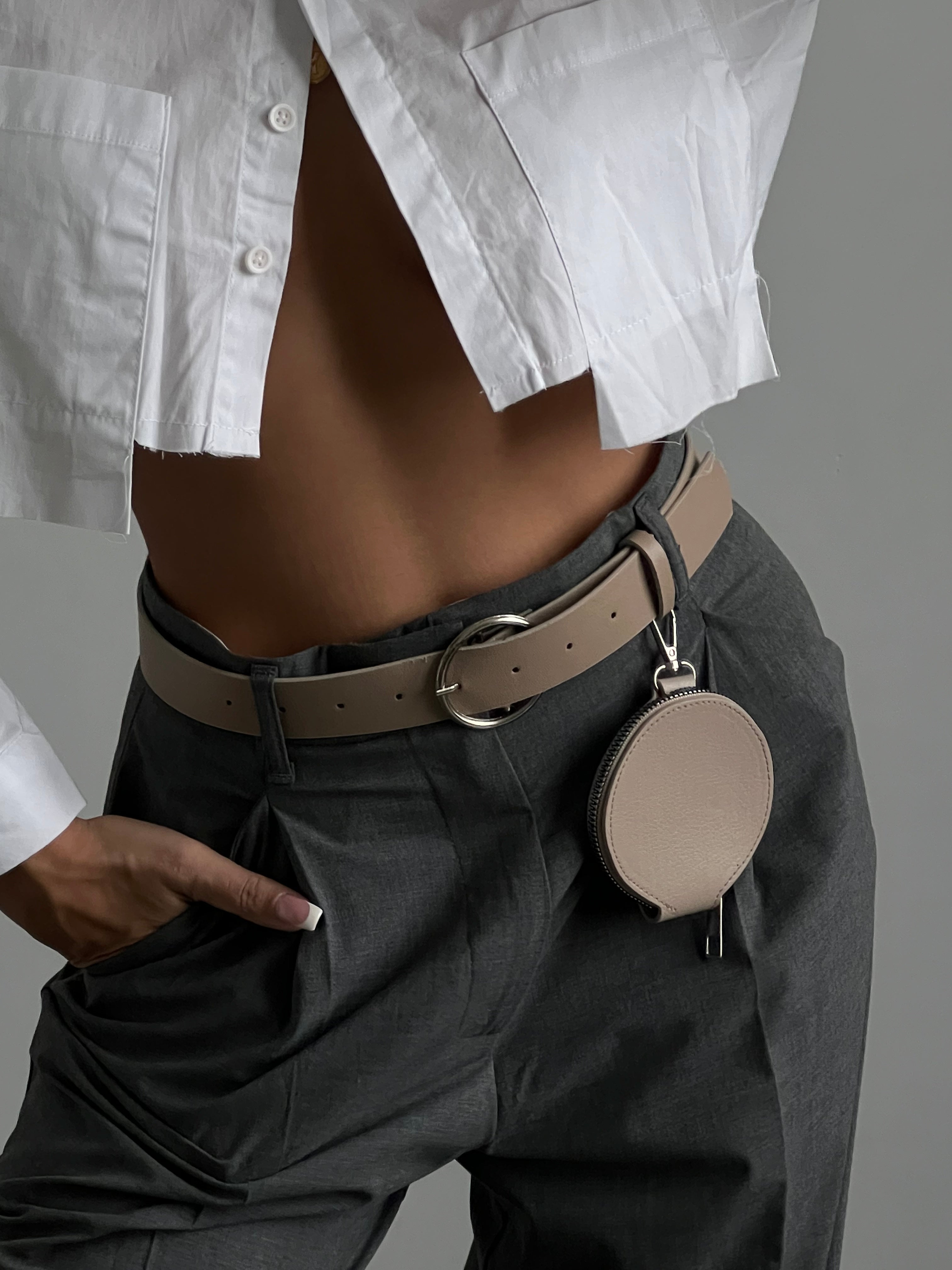 Round Buckle Wallet Shirt Jacket Trouser Dress Belt