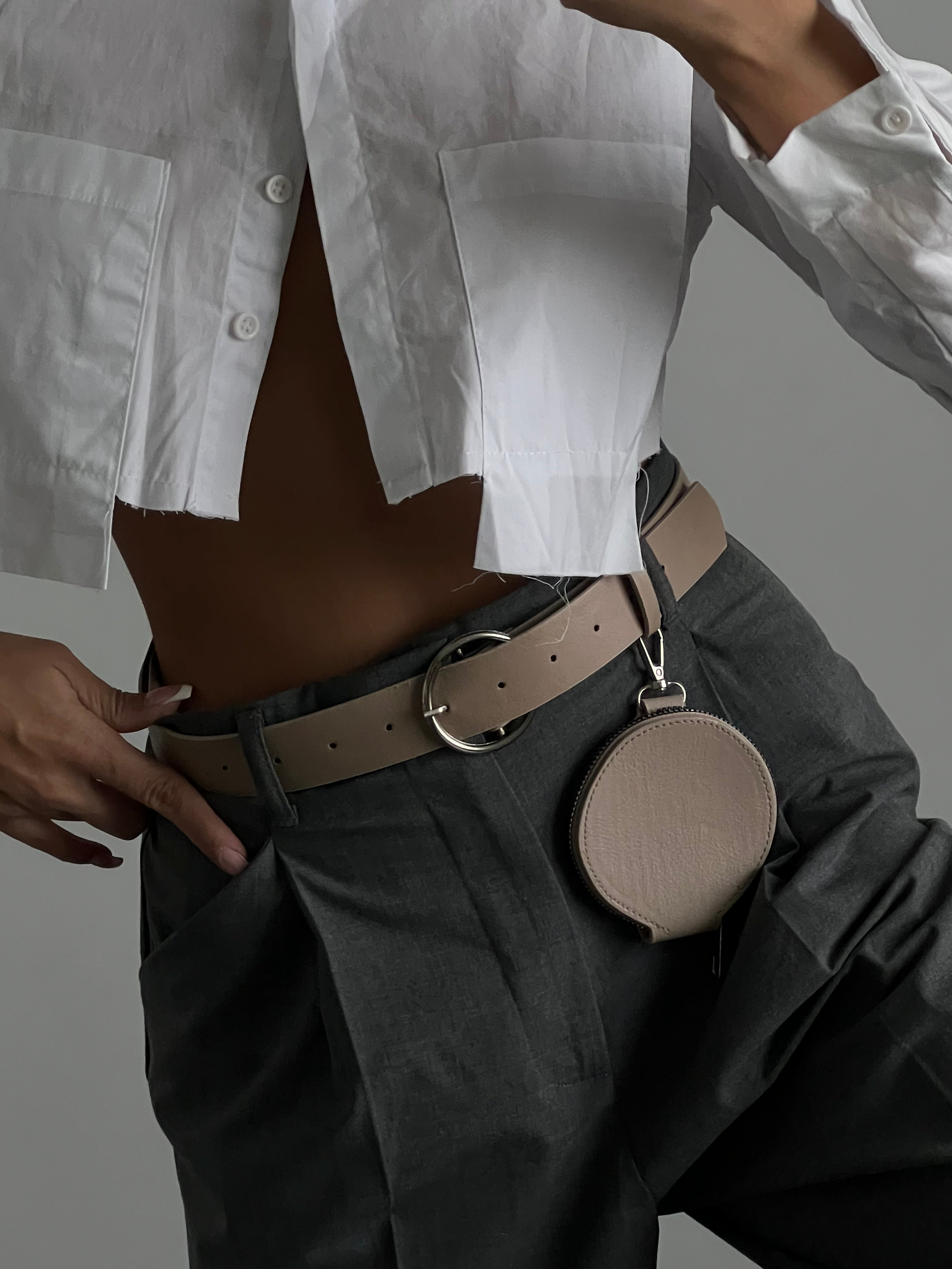 Round Buckle Wallet Shirt Jacket Trouser Dress Belt