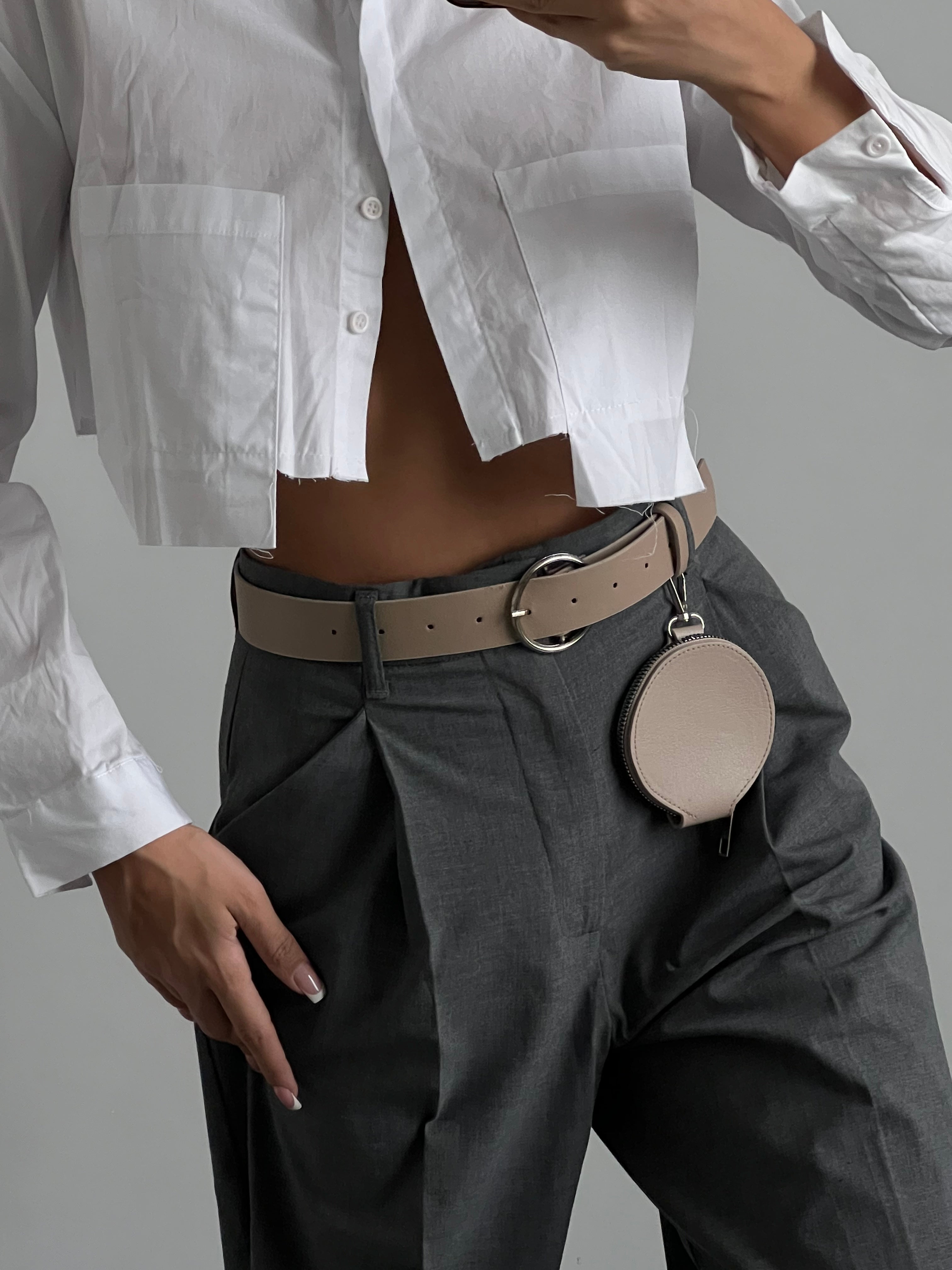 Round Buckle Wallet Shirt Jacket Trouser Dress Belt