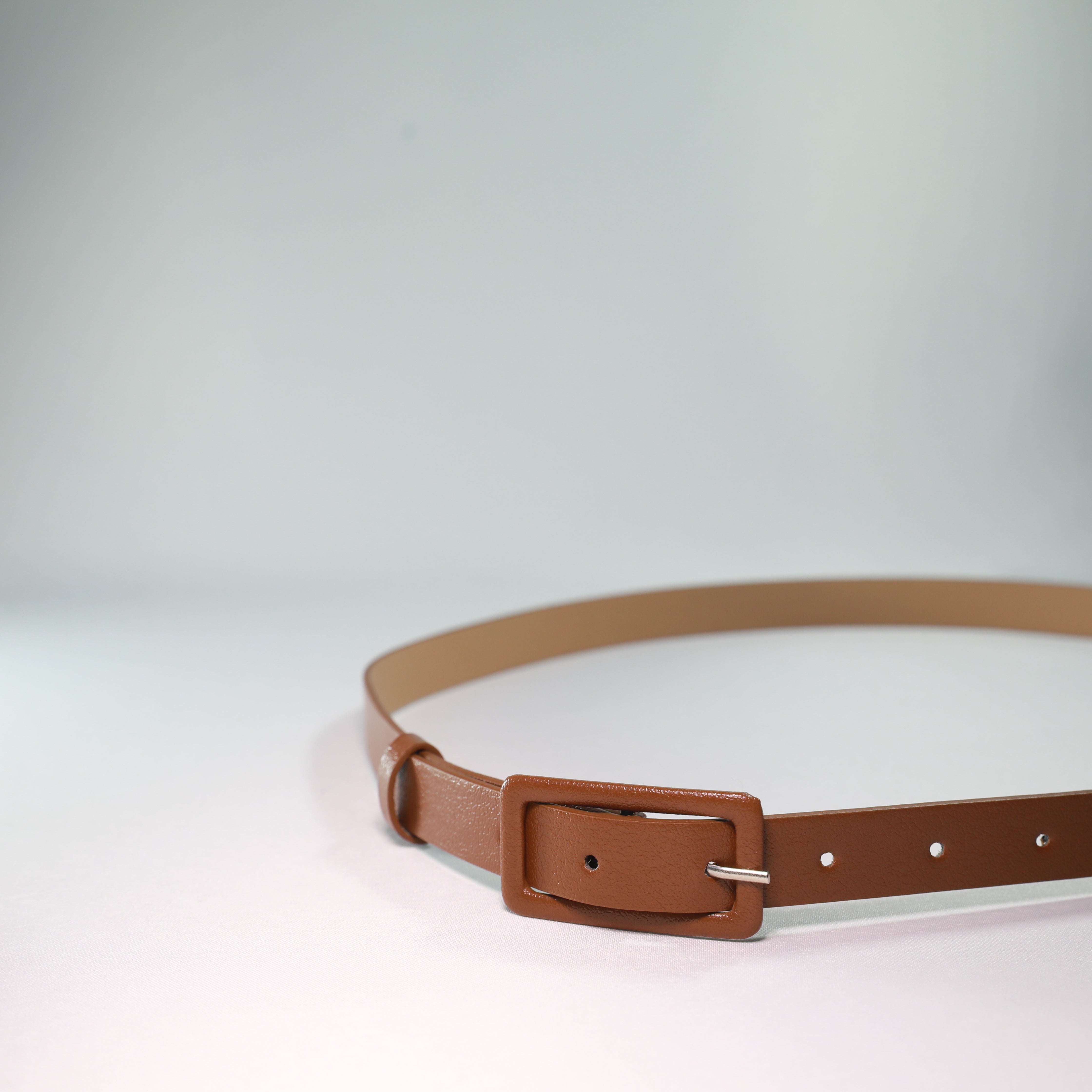 Rectangular Plated Buckle Women's Belt
