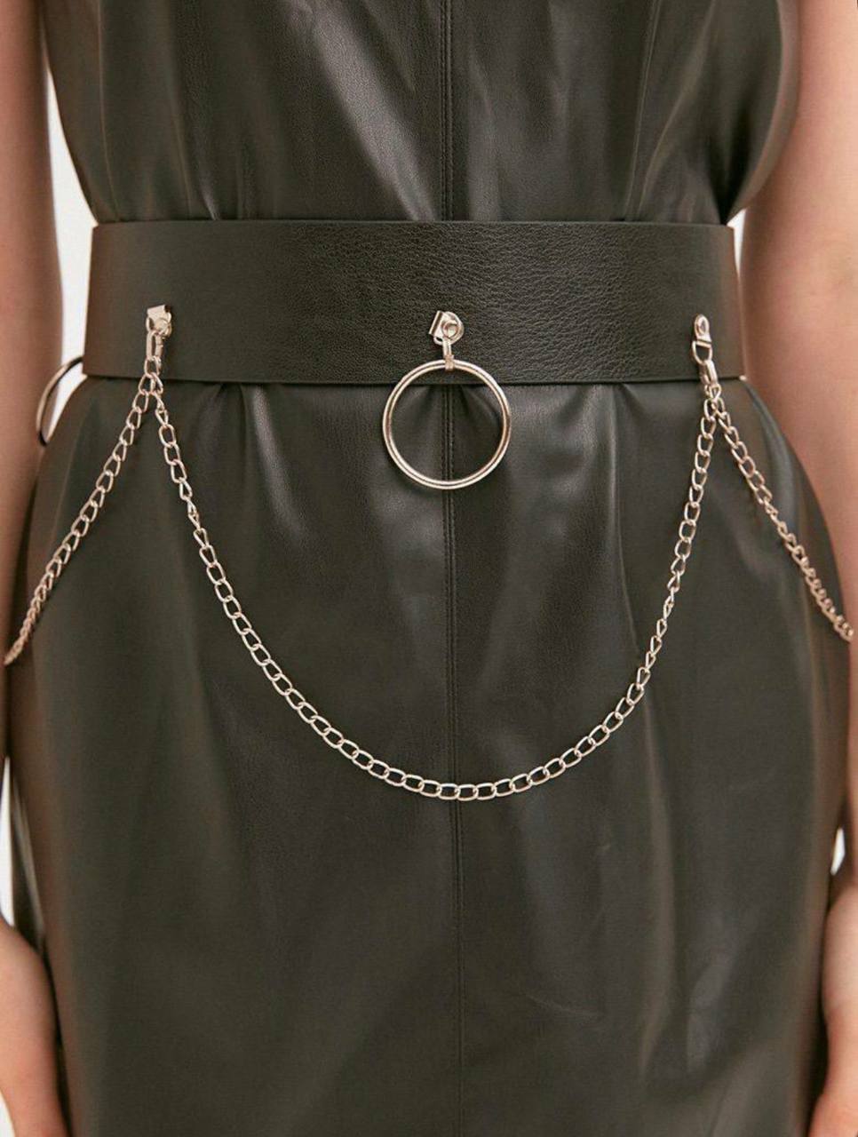 Full Leather Chain Corset Belt