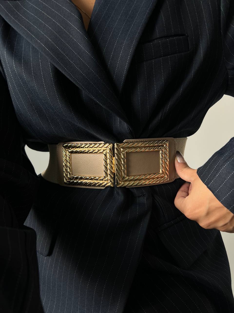 Gold Buckle Elastic Women's Belt