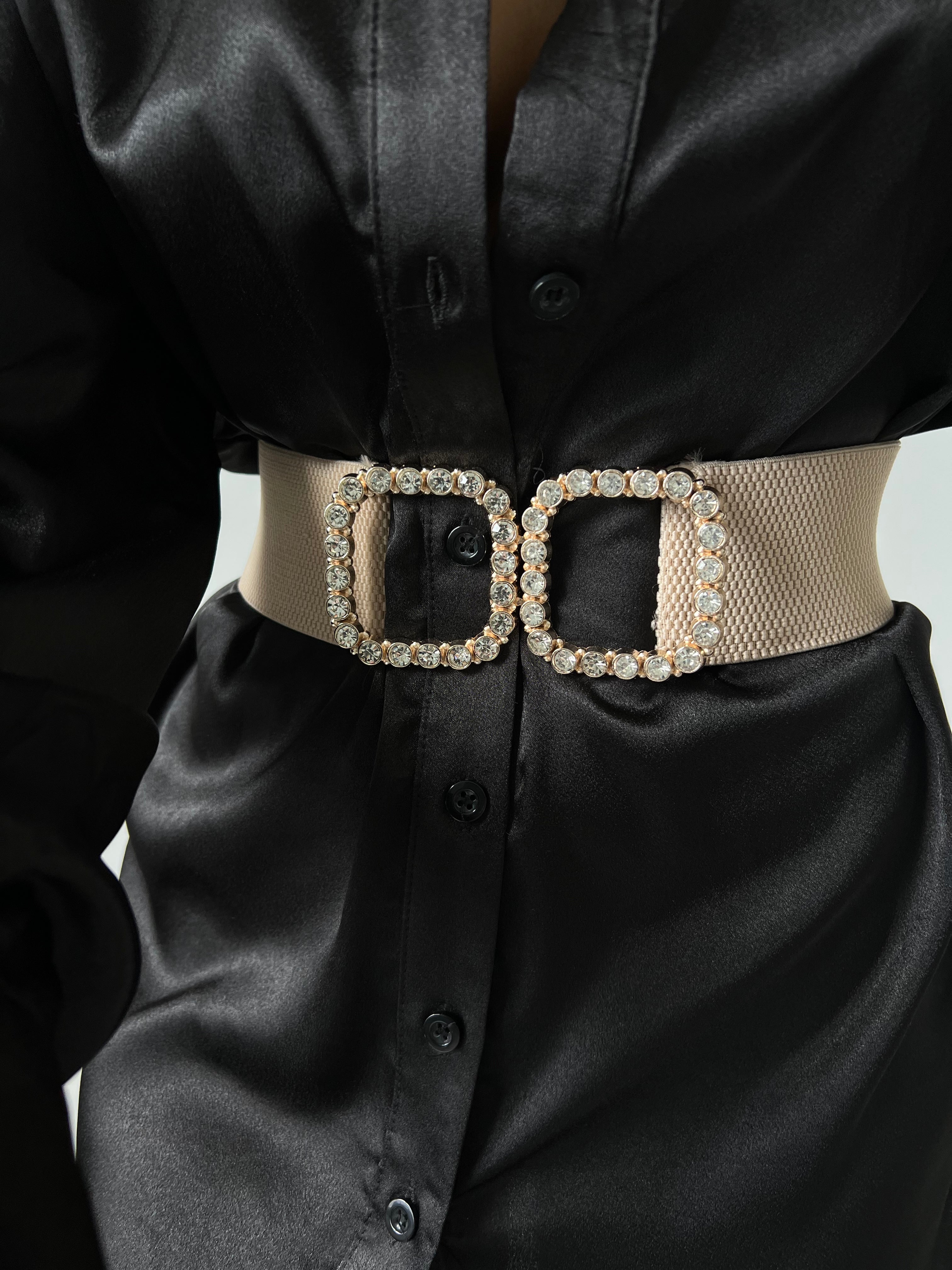 Pearl Buckle Elastic Women's Belt