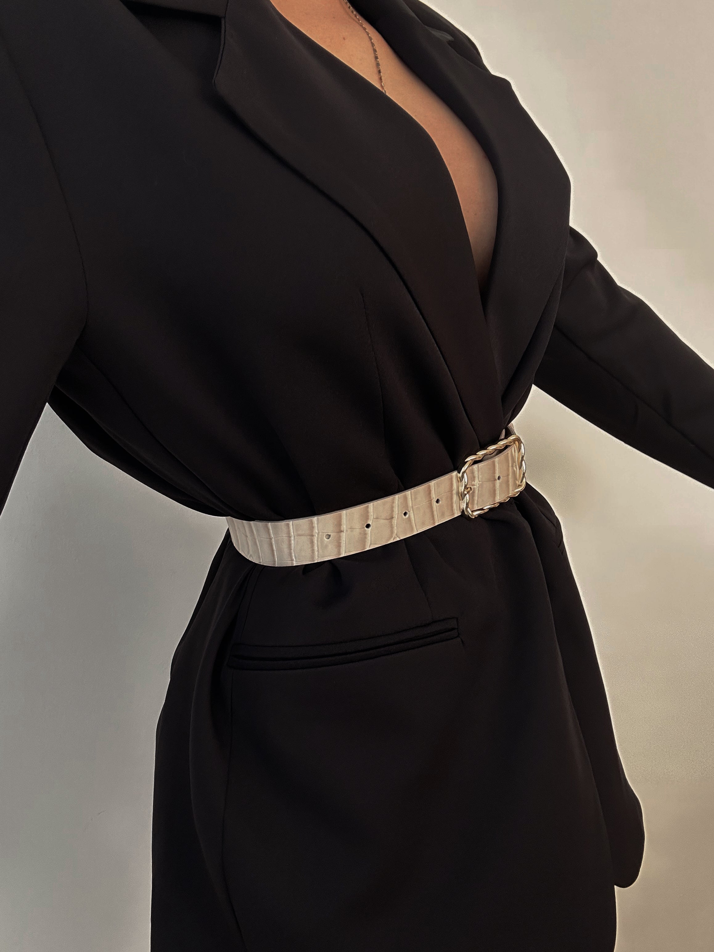 Crocodile Leather Buckle Women's Belt