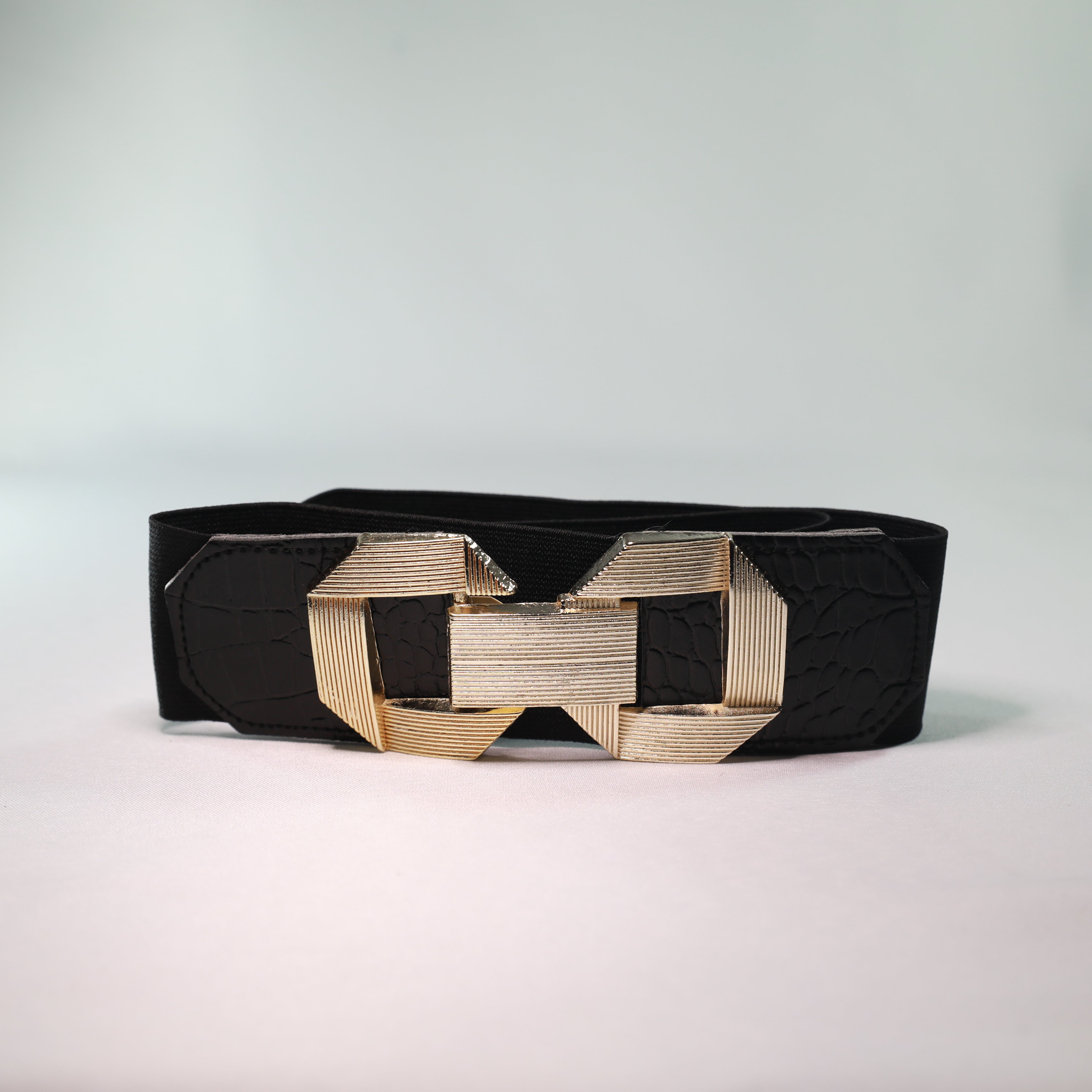 Elastic Belt with Metal Gold Buckle