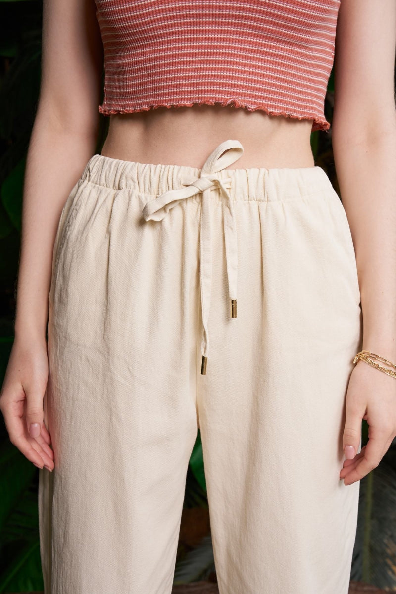 Havuç Keten Pantolon - Taş - (S-XL) - 4