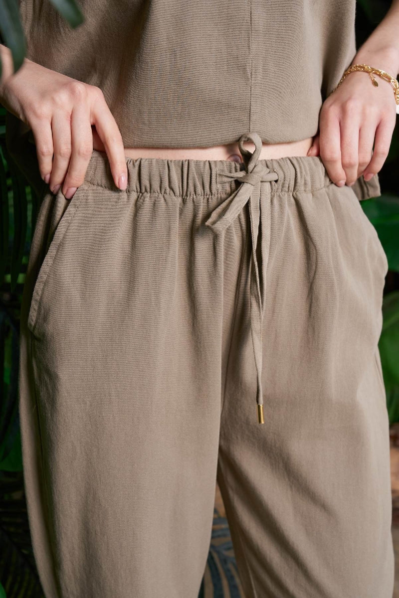 Havuç Keten Pantolon - Yeşil - (S-XL) - 4
