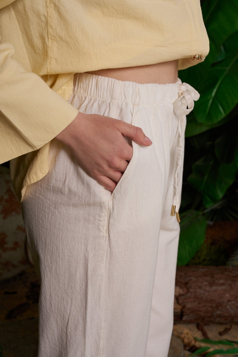 Balon Keten Pantolon - Kırık Beyaz - (S-XL) - 4