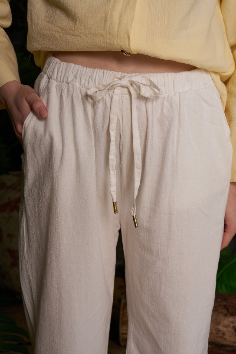 Balon Keten Pantolon - Kırık Beyaz - (S-XL) - 5