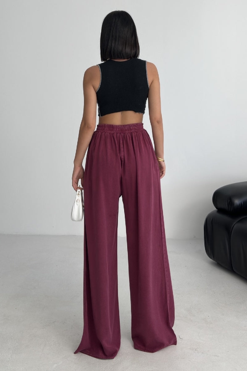 Relax Keten Pantolon - Gül Kurusu - (S-XL) - 3