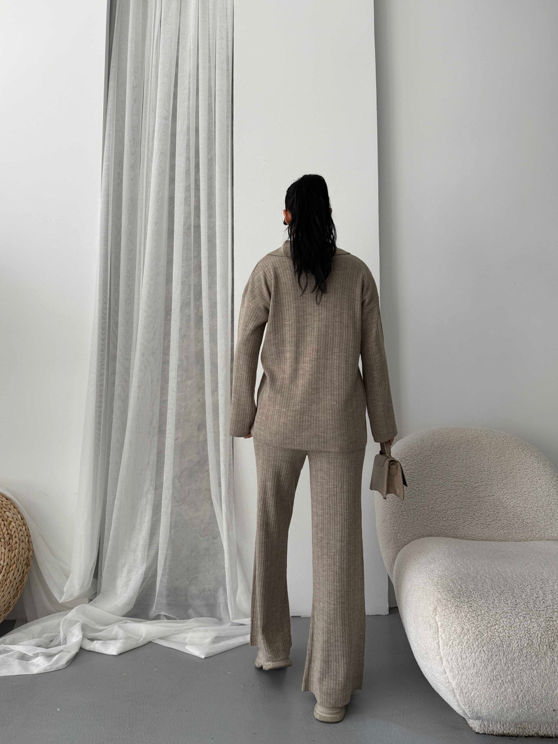 Çizgili Gündelik Zarif Tesettür Takım 1554