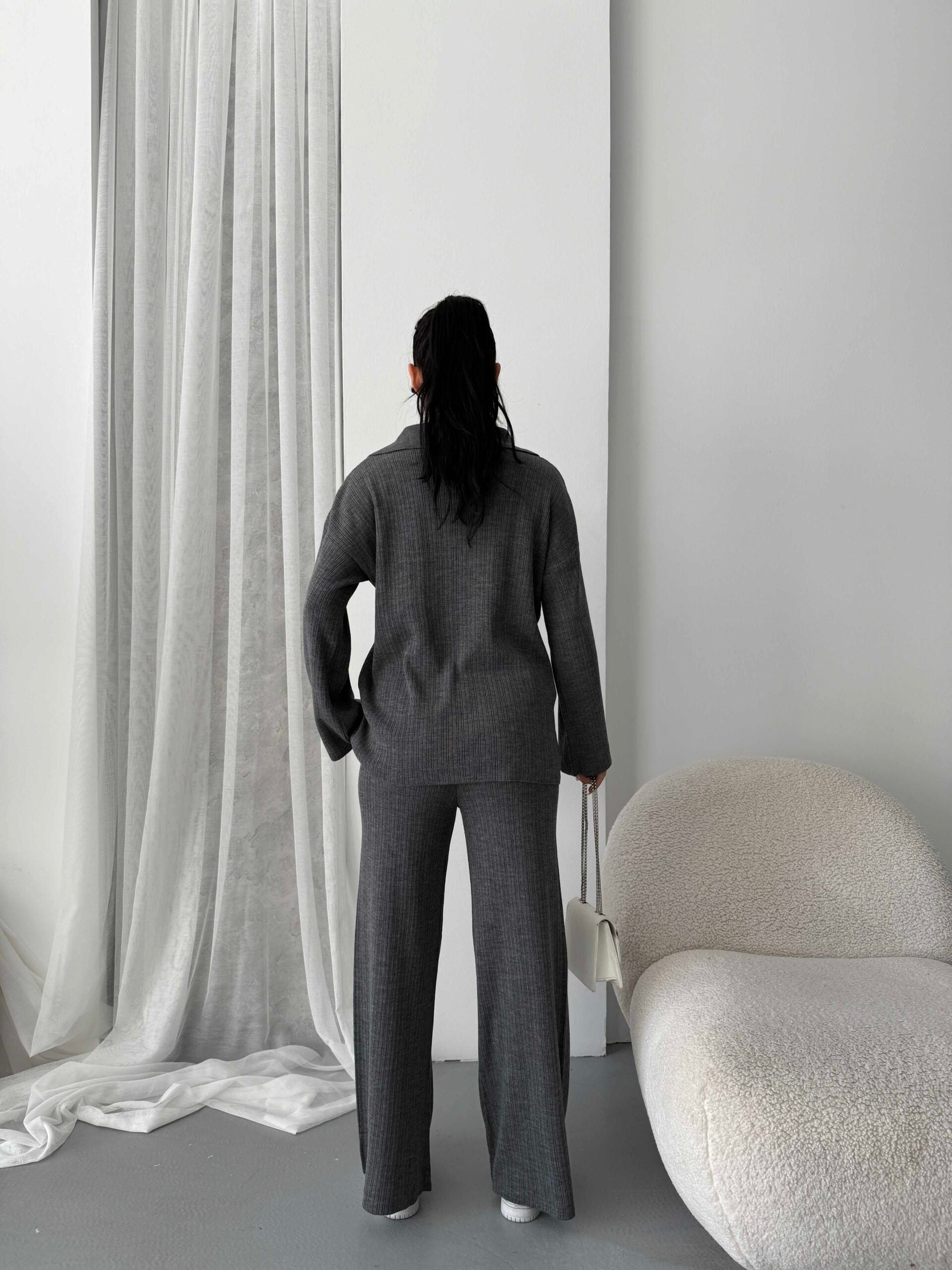 Çizgili Gündelik Zarif Tesettür Takım 1554