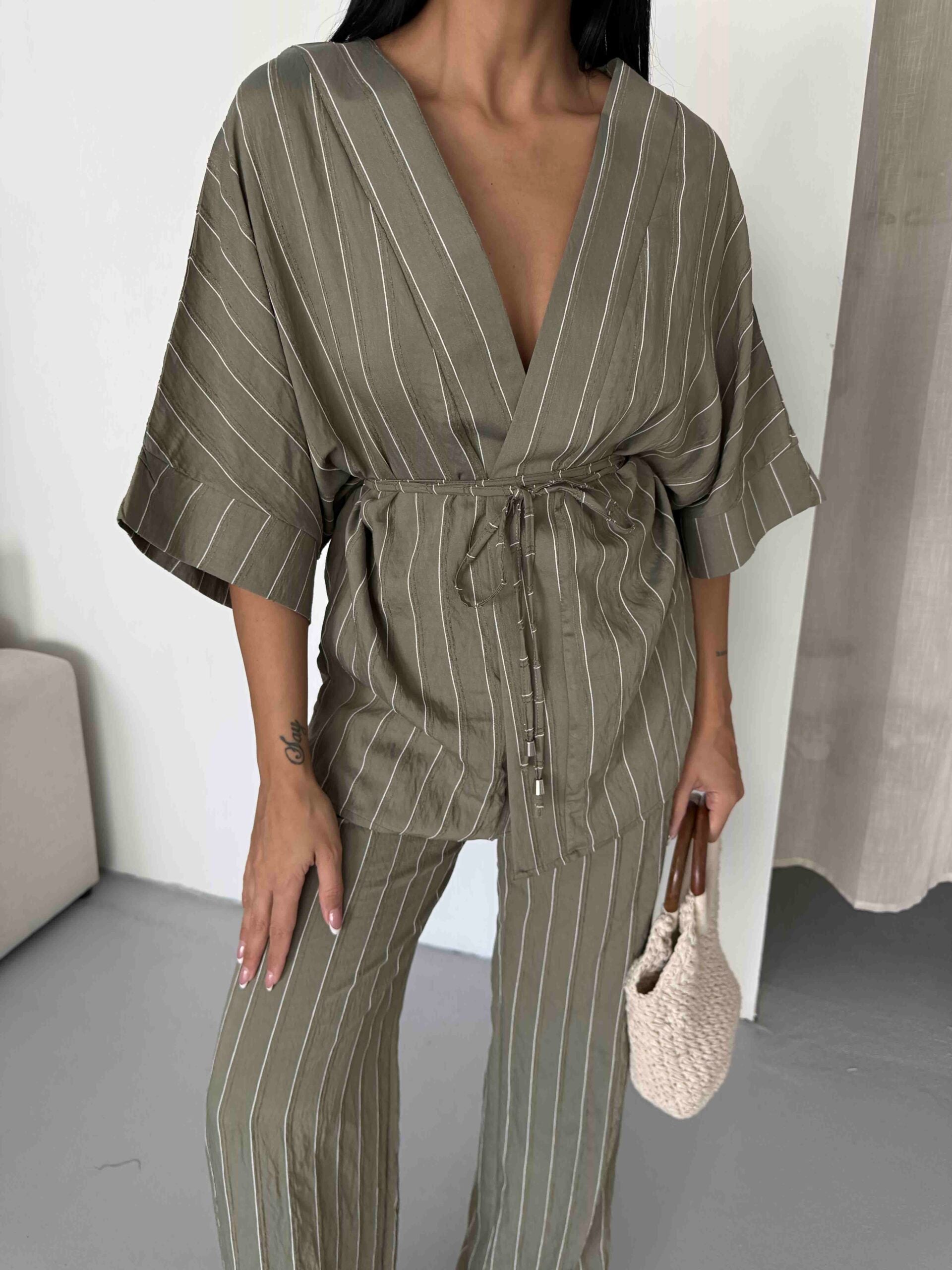 Çizgili Kimono Takım