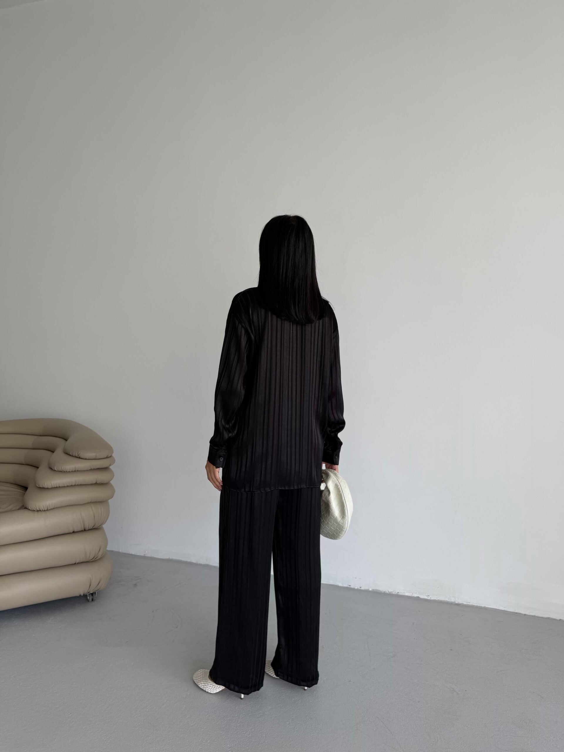 Çizgi Desen Saten Takım 2519