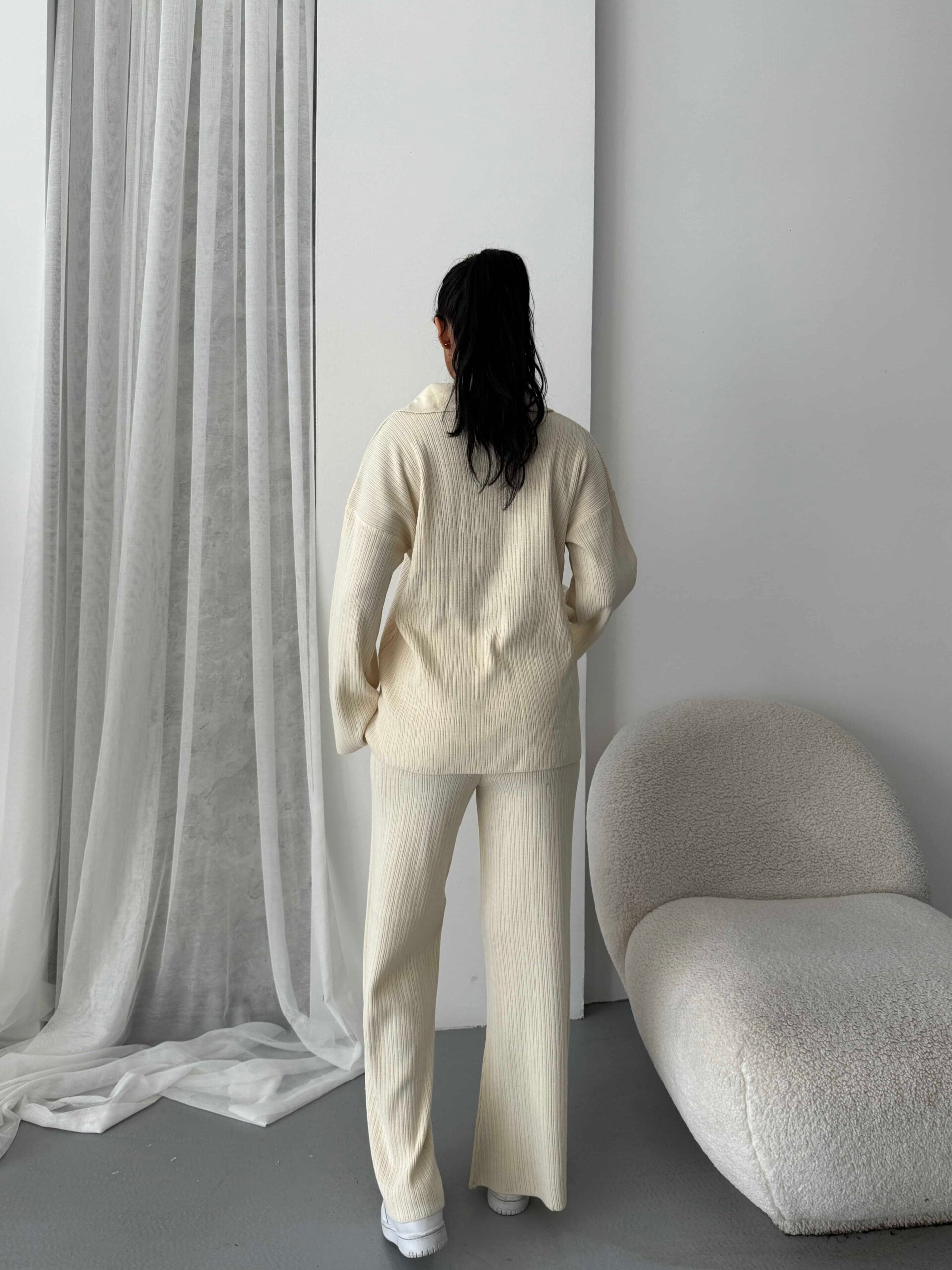 Çizgili Gündelik Zarif Tesettür Takım 1554