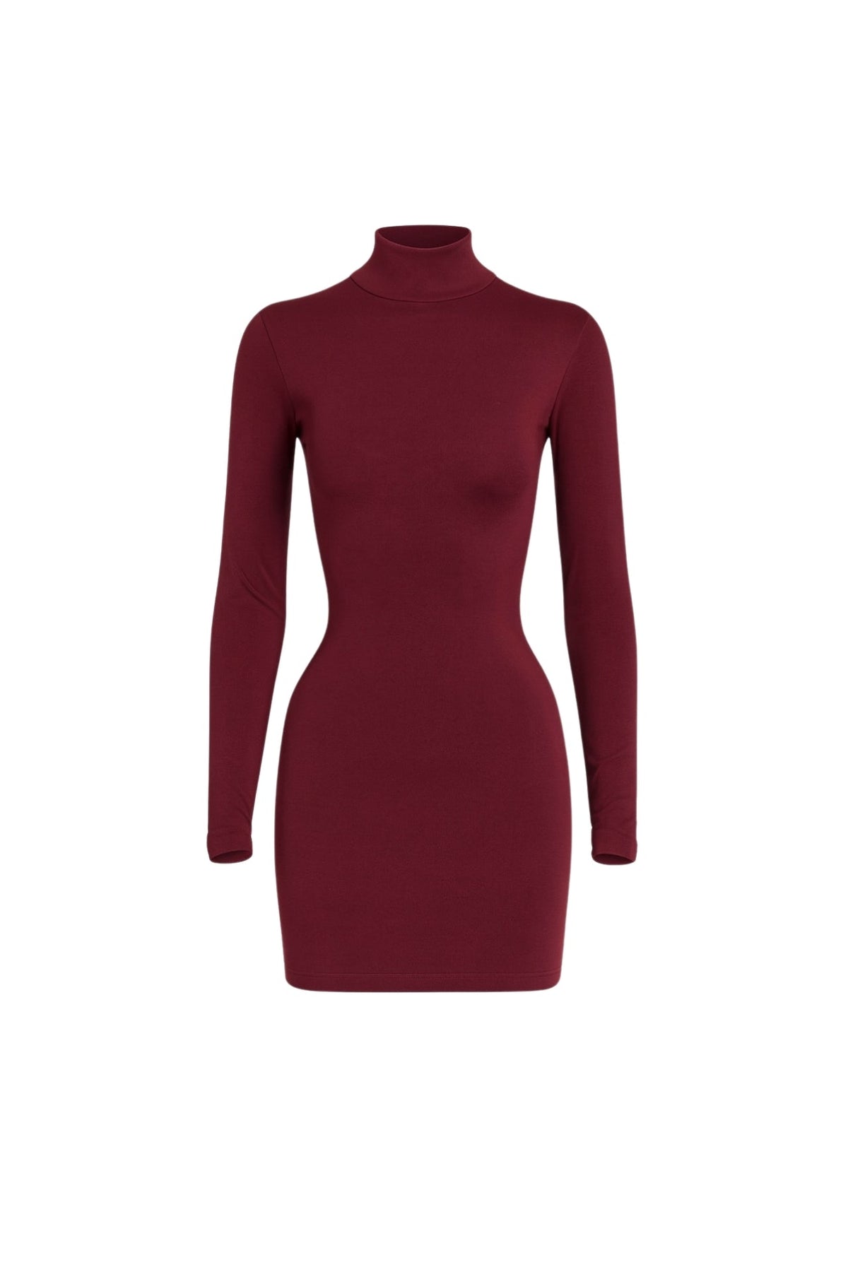 Balıkçı Yaka Mini Elbise - Bordo